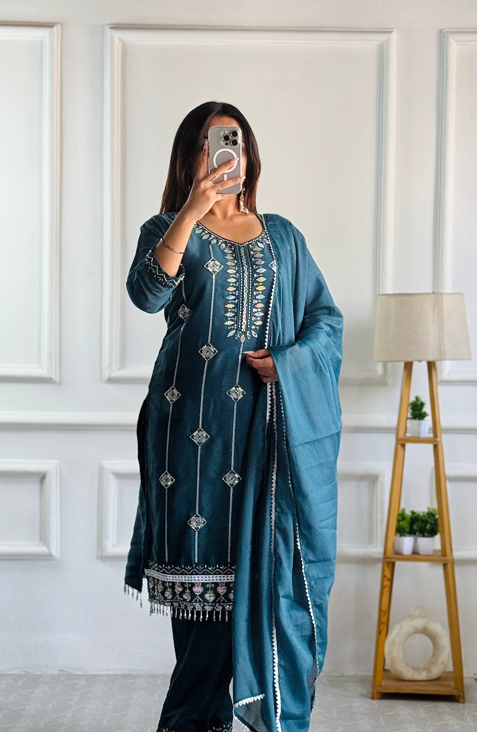 New Partywear Georgette with Heavy Embroidery Kurta Set