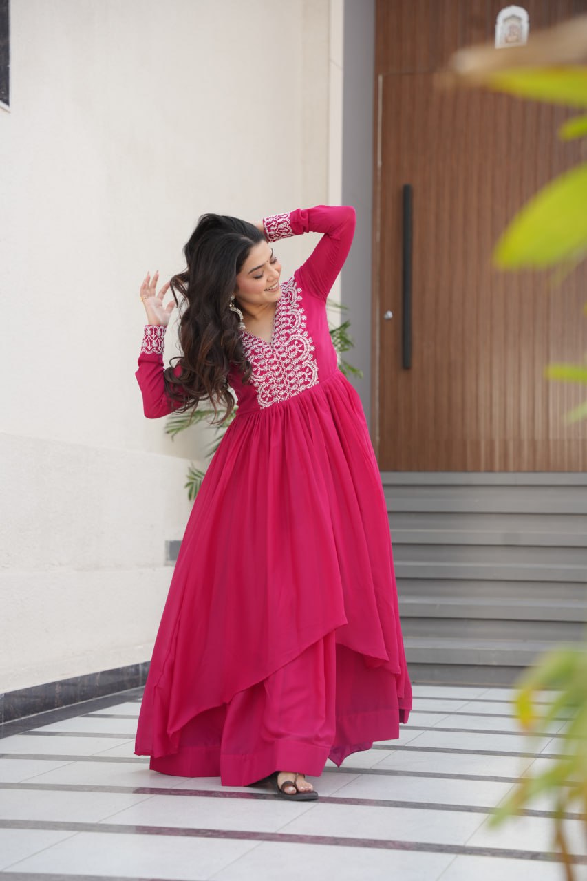 New Partywear Georgette Embroidered Anarkali Gown