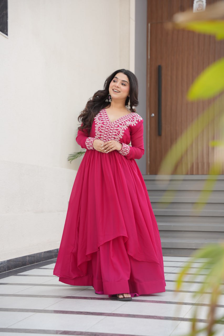 New Partywear Georgette Embroidered Anarkali Gown