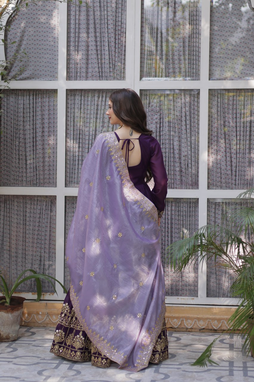 Premium Designer Star Georgette Zari & Sequins Embroidered Anarkali Set