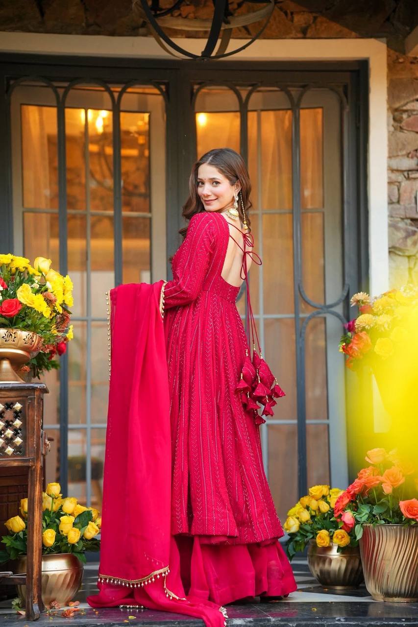 Premium Faux Blooming Embroidered Top Sharara Set with Dupatta