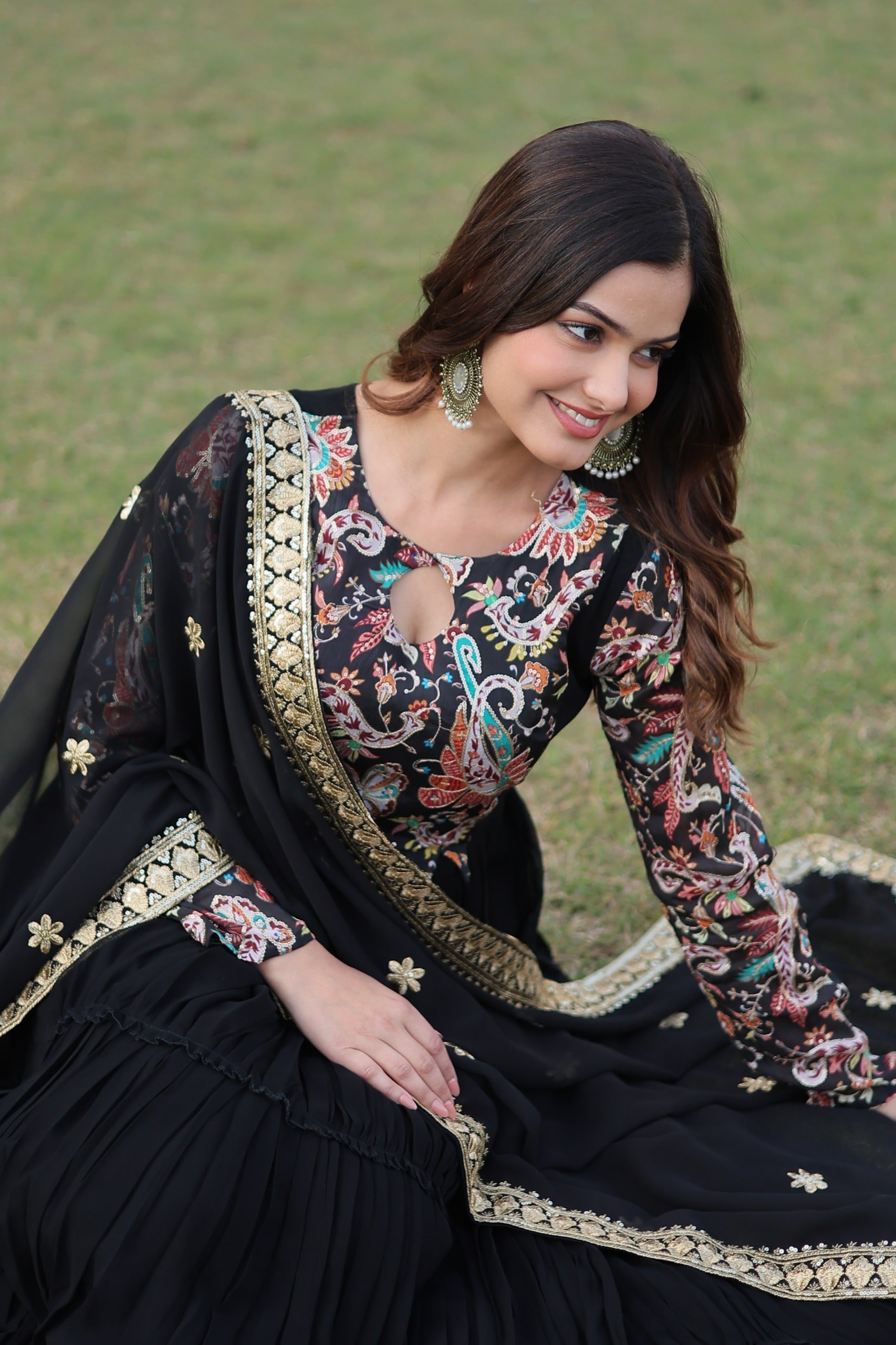 Petrichor Black Anarkali Set