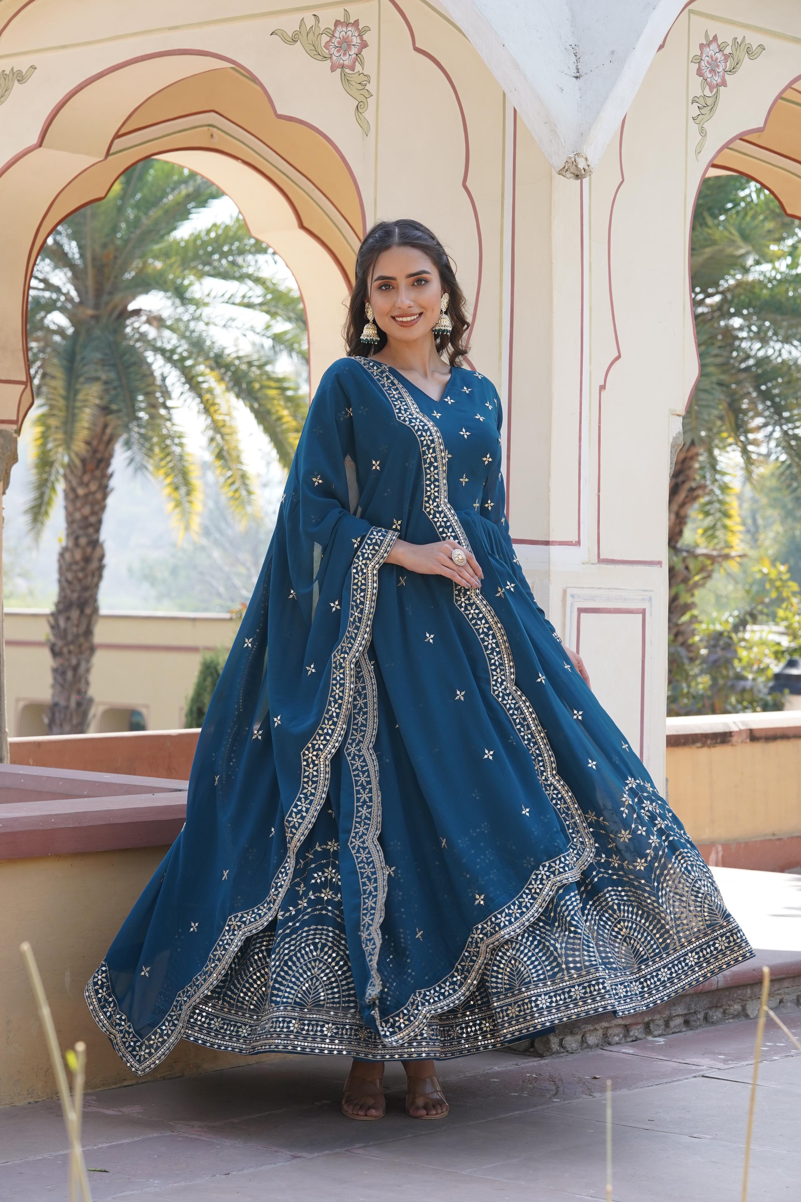 Beautiful Blue Anarkali gown