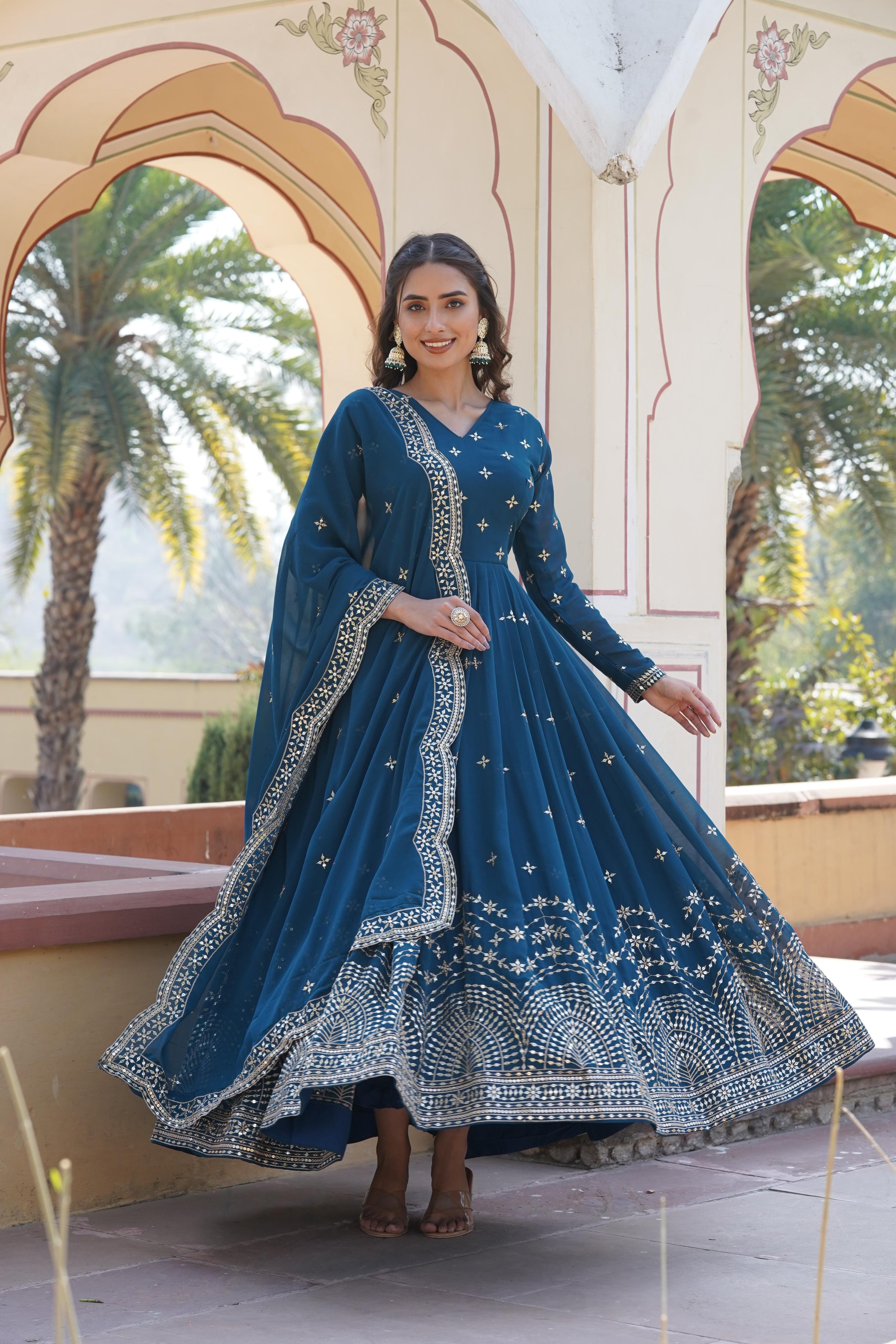 Beautiful Blue Anarkali gown