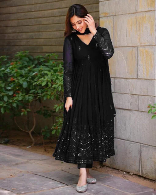 Scrumptious Black Anarkali Suit