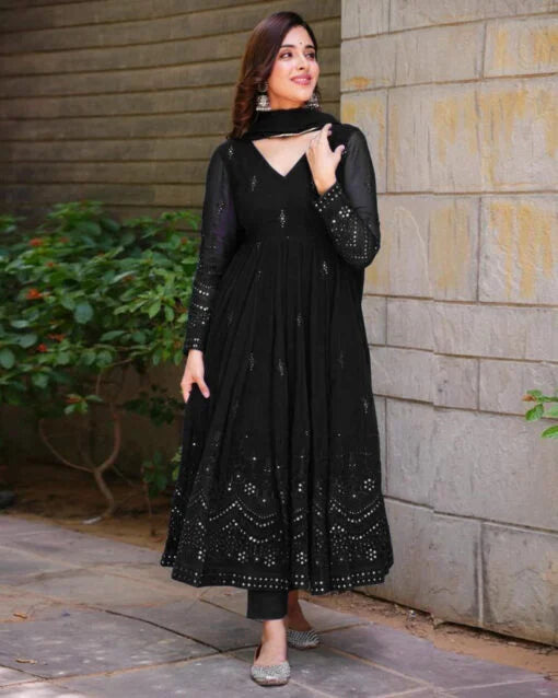 Scrumptious Black Anarkali Suit