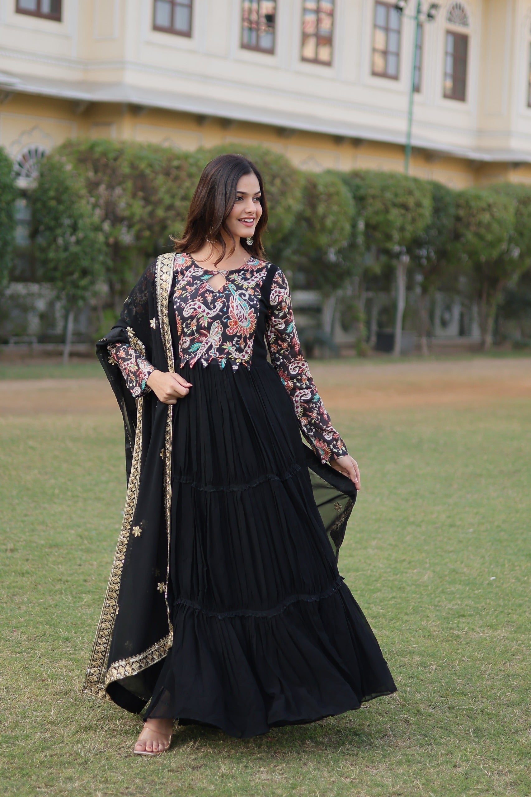 Petrichor Black Anarkali Set