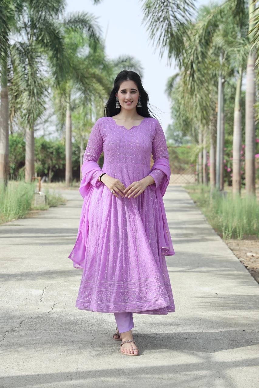 Outstanding Purple Anarkali Suit