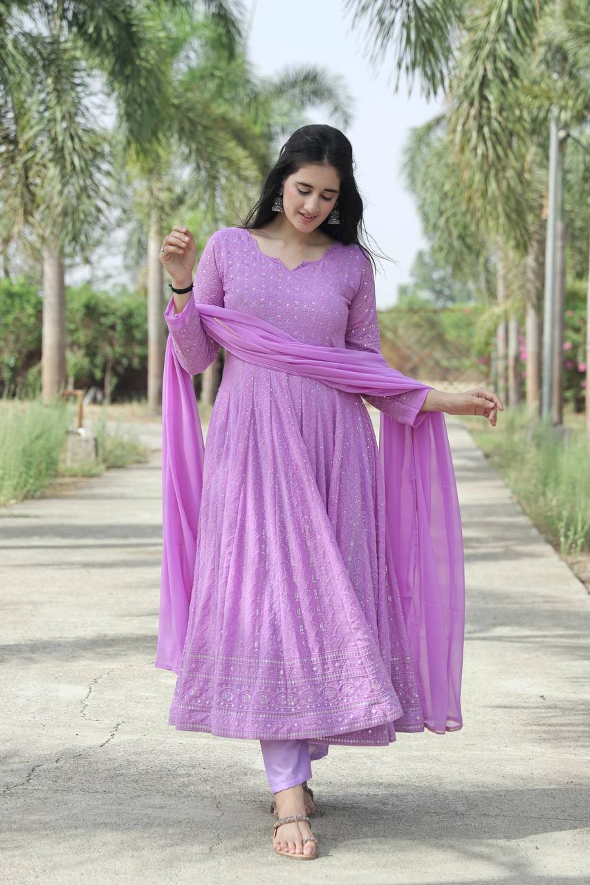 Outstanding Purple Anarkali Suit