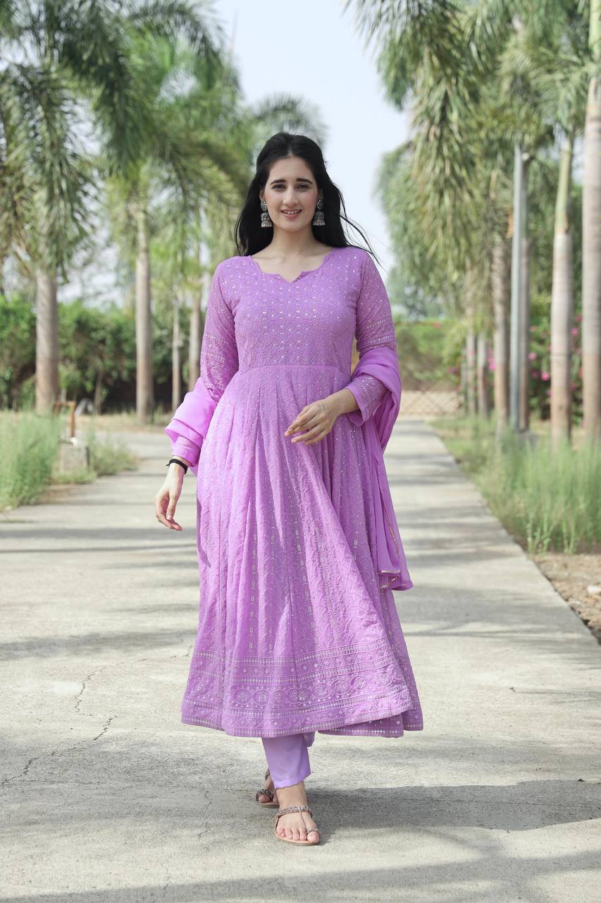 Outstanding Purple Anarkali Suit