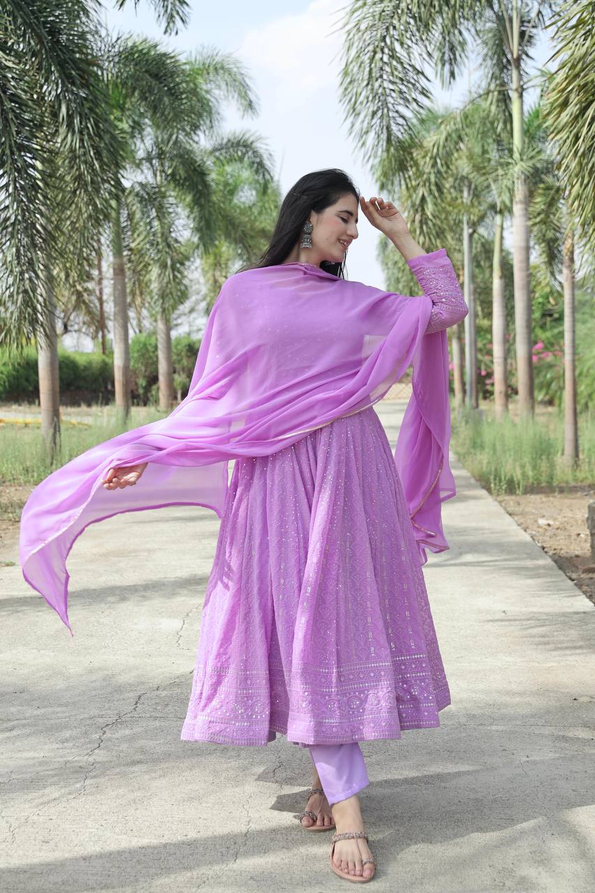 Outstanding Purple Anarkali Suit