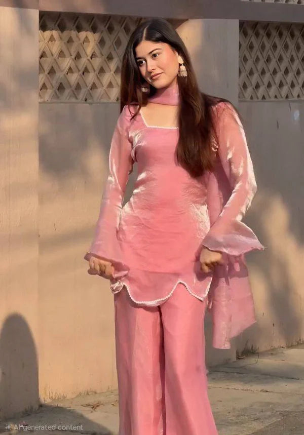 Pink Kurta With Dupatta Set