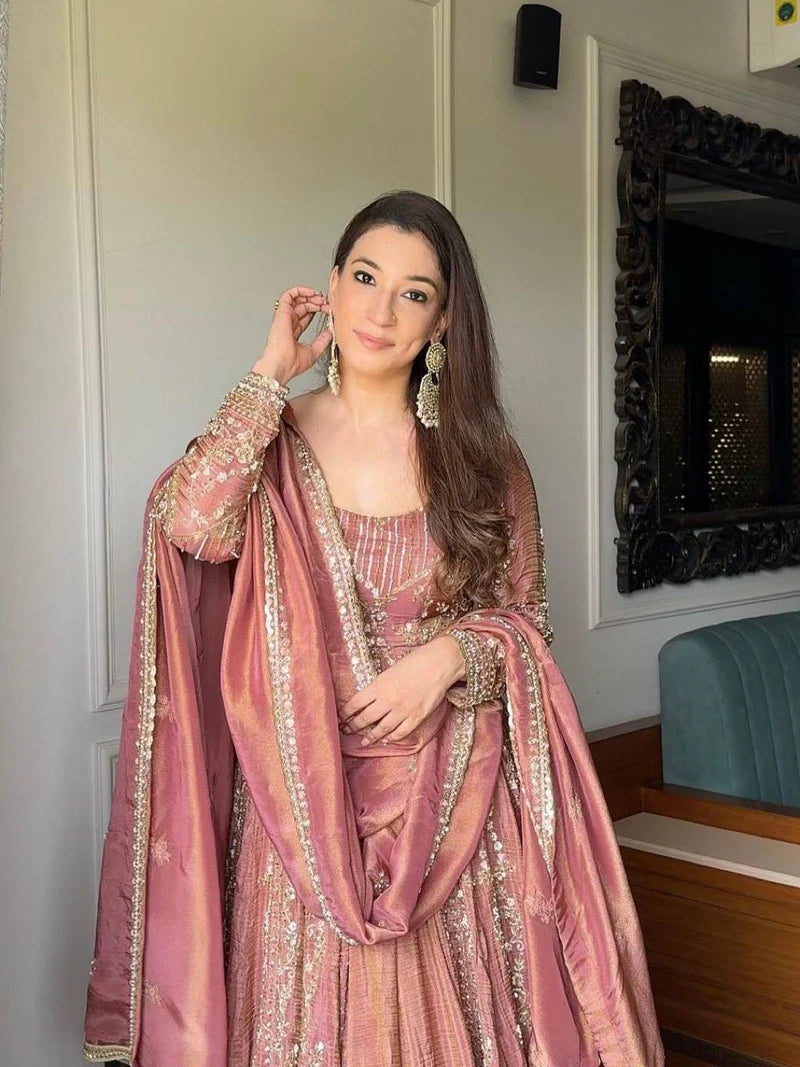 Dusty Rose Premium Designer Anarkali Suit