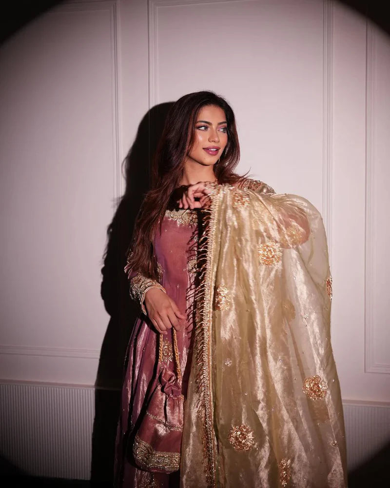 Shavi's' Peach Havy Designer  Royal Elegant Anarkali Suit Set