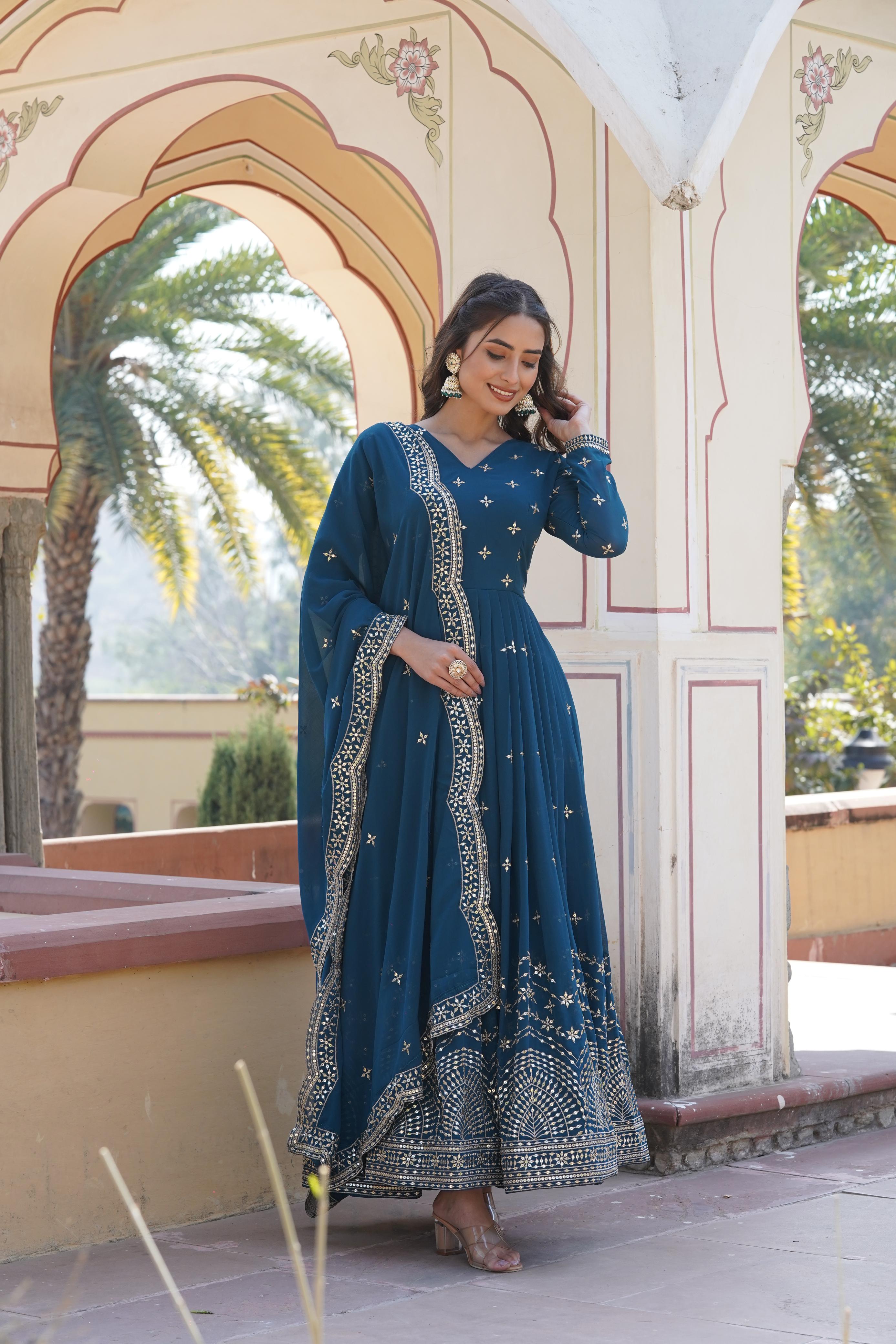 Beautiful Blue Anarkali gown