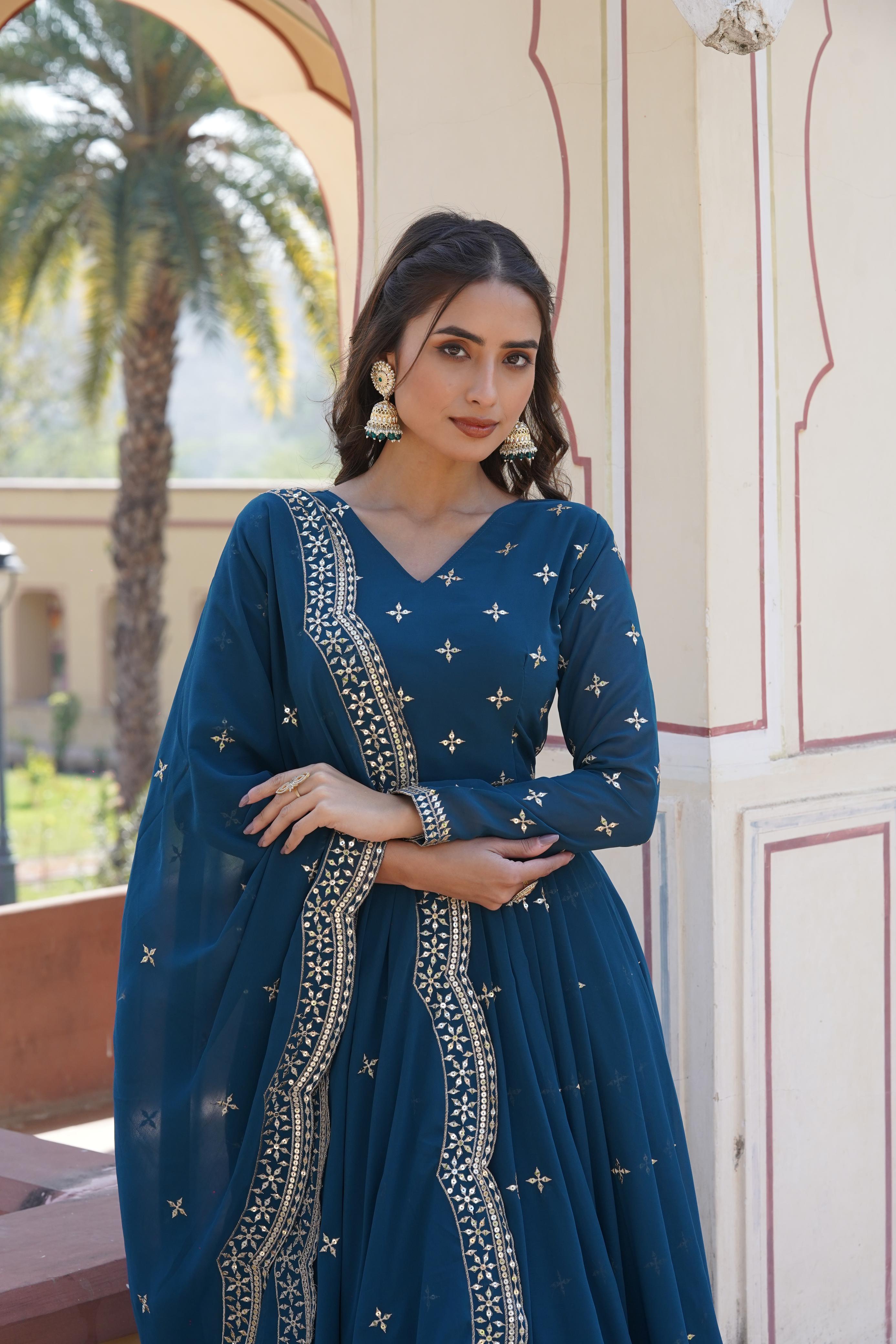 Beautiful Blue Anarkali gown