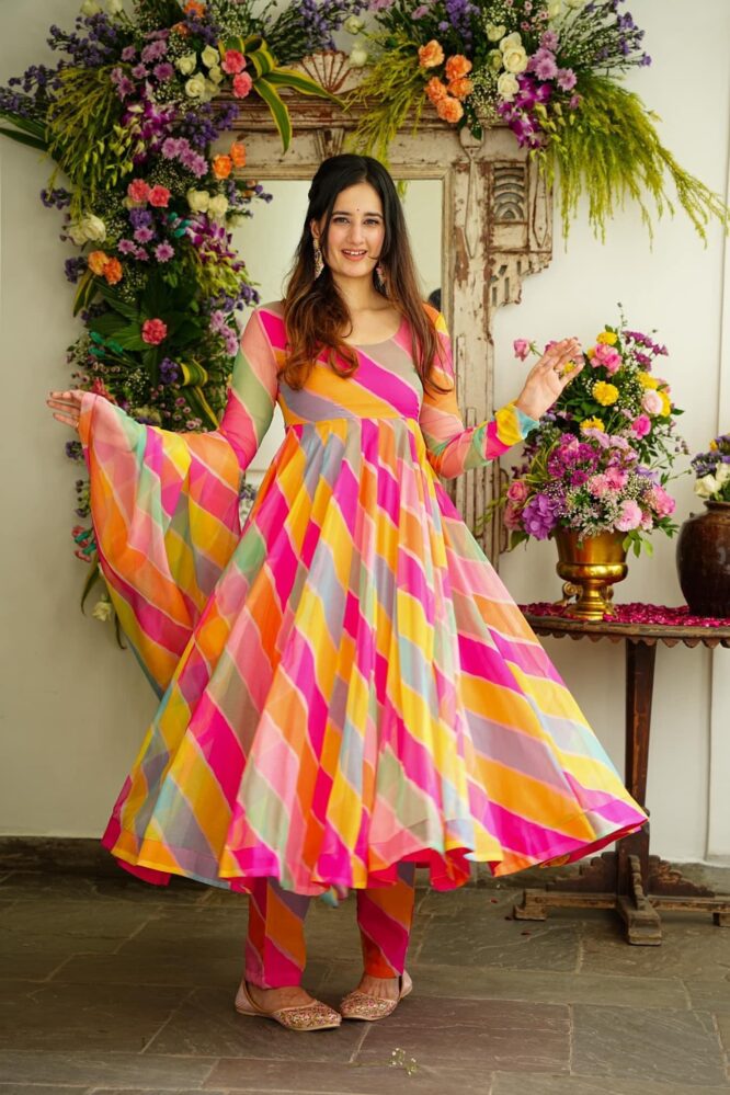 Outstanding Navrangi Anarkali Suit