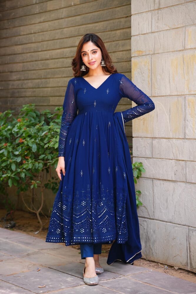 Tempting  Blue Anarkali Suit Set