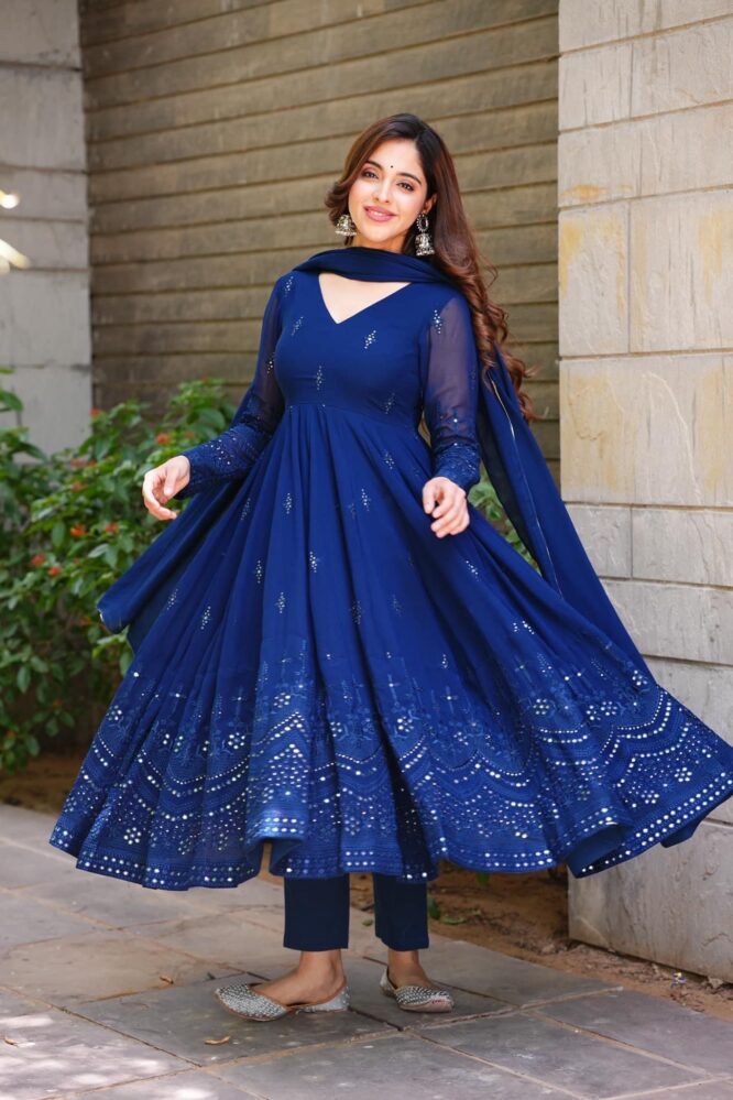 Tempting  Blue Anarkali Suit Set