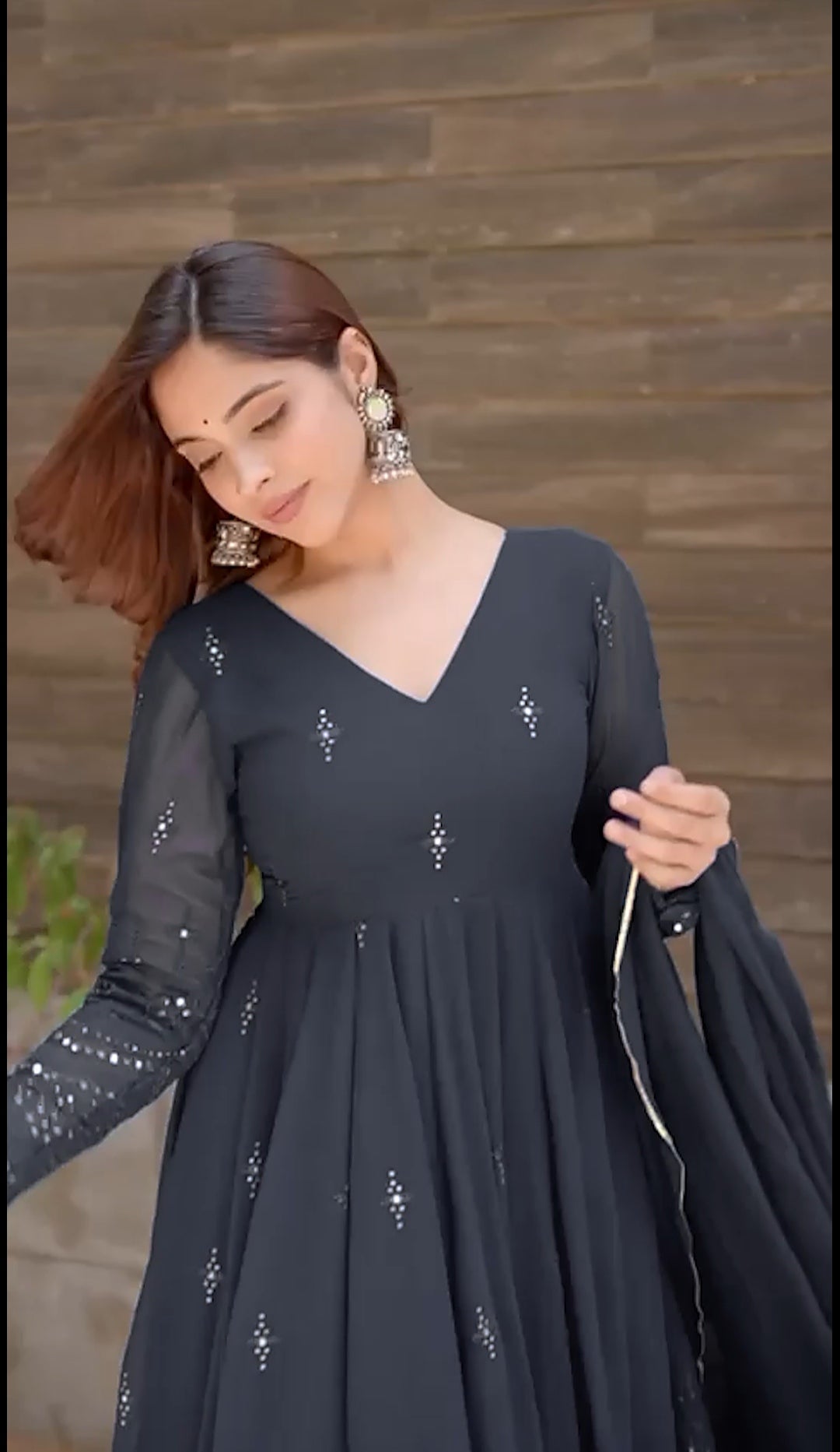 Stunner Black Anarkali Suit Set