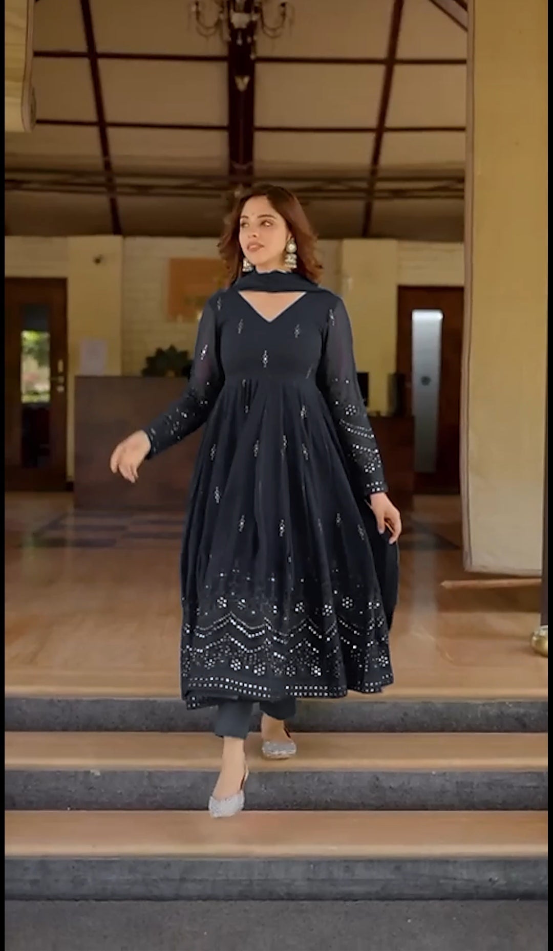 Stunner Black Anarkali Suit Set