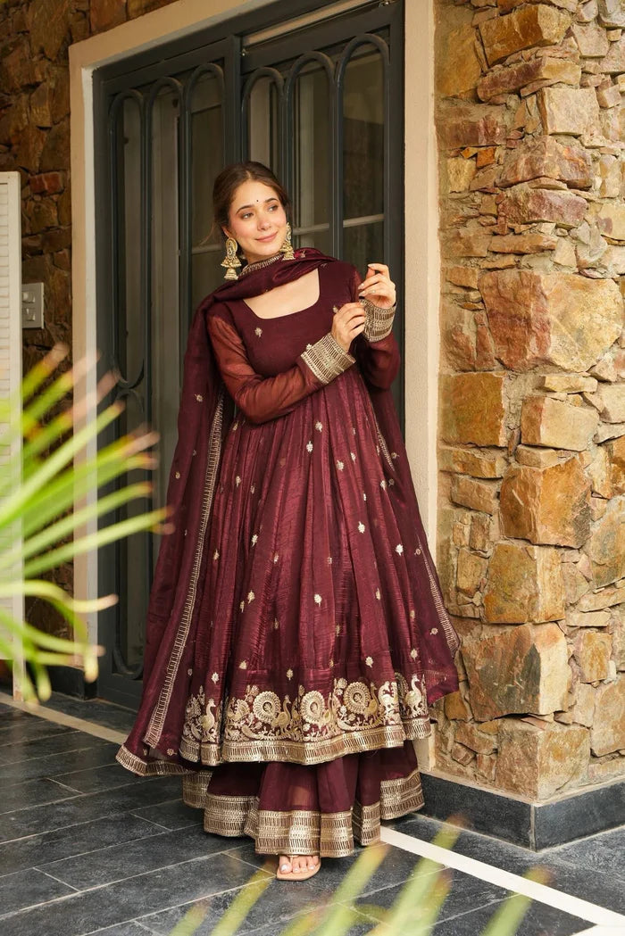 Azira Maroon Color Premium Anarkali Suit Set