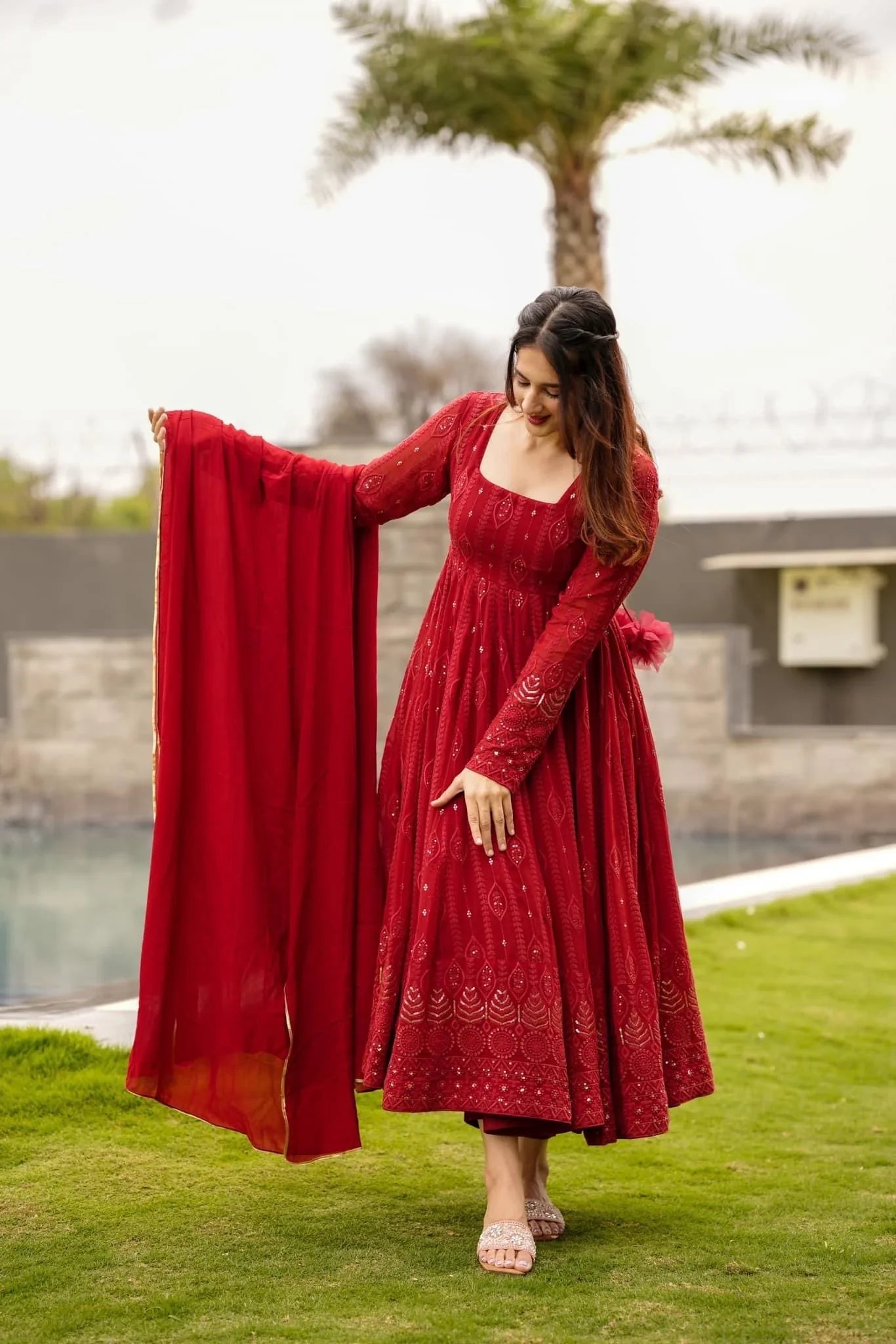 Seraglio Red Stylish Anarkali Suit Set