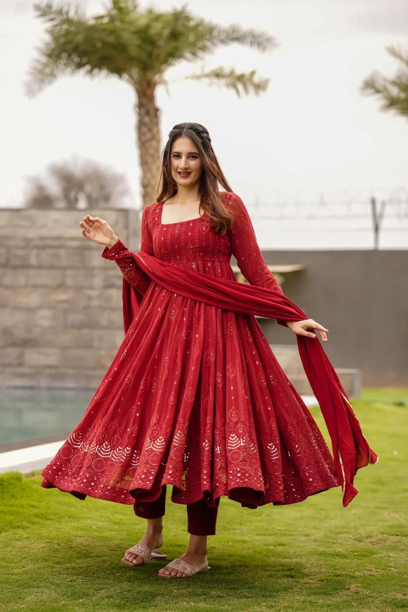 Seraglio Red Stylish Anarkali Suit Set