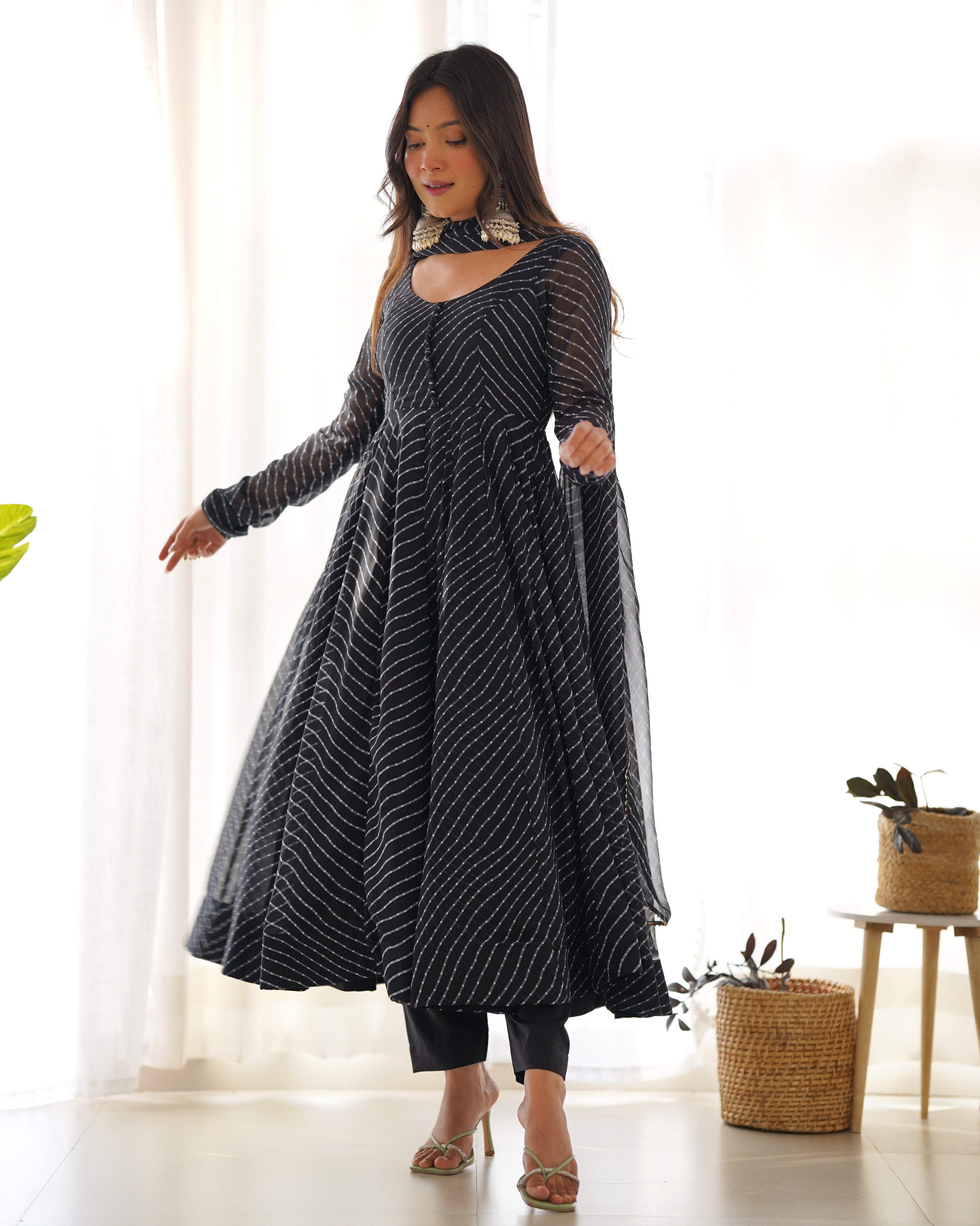 Prominent Black Anarkali Set