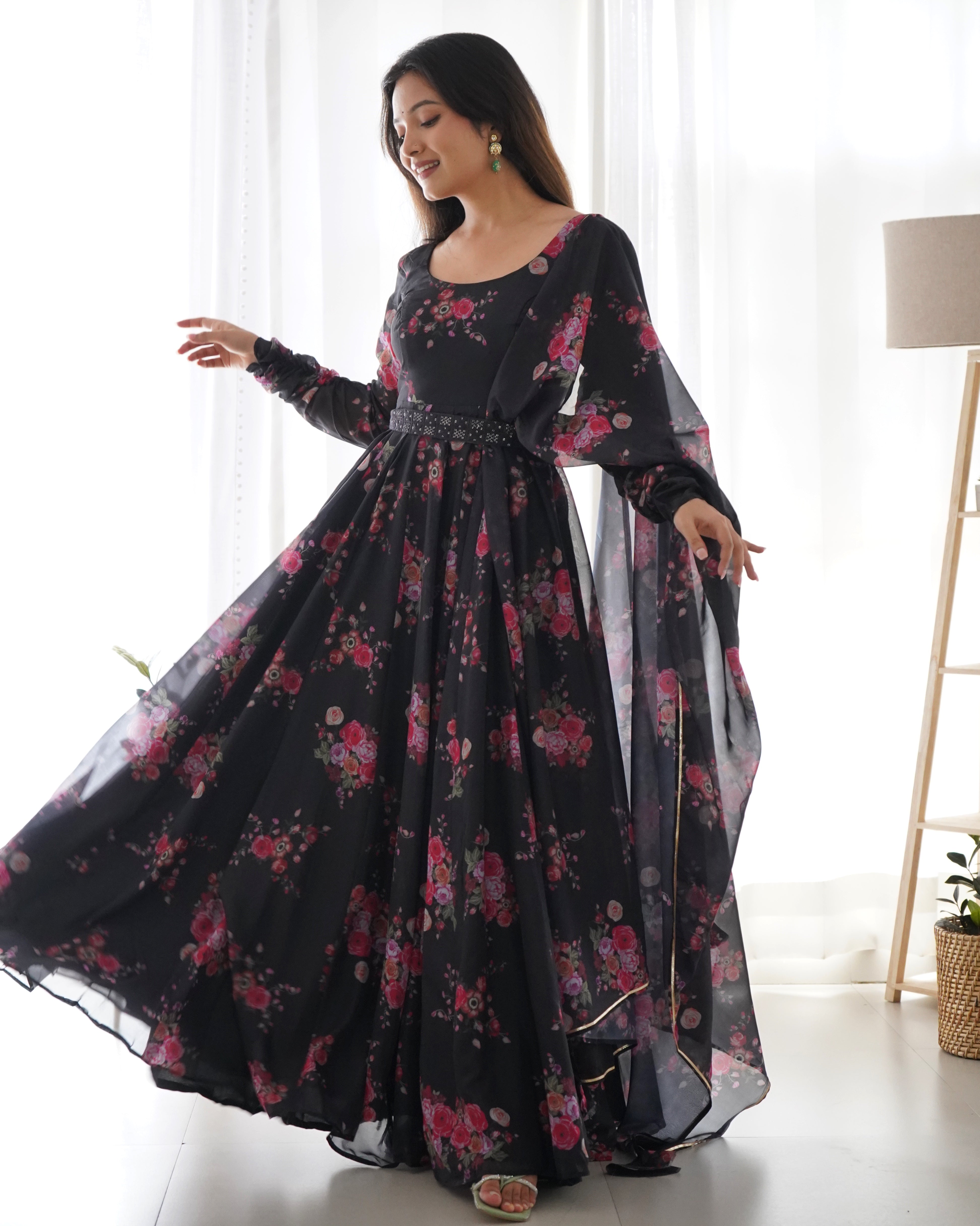 Effervescent Black Anarkali Set