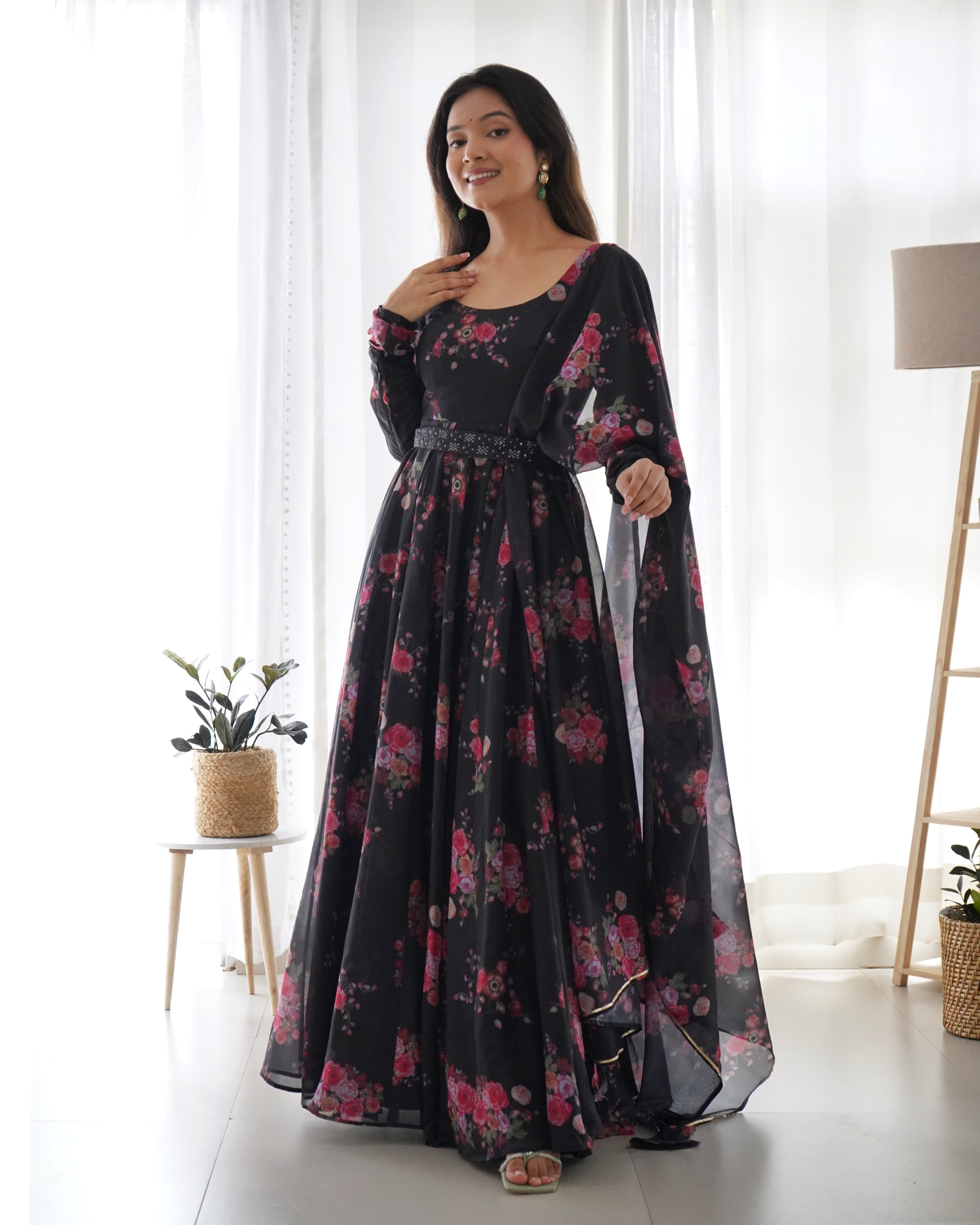 Effervescent Black Anarkali Set