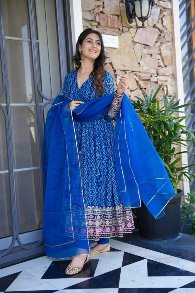 Lagniappe Blue Anarkali Set