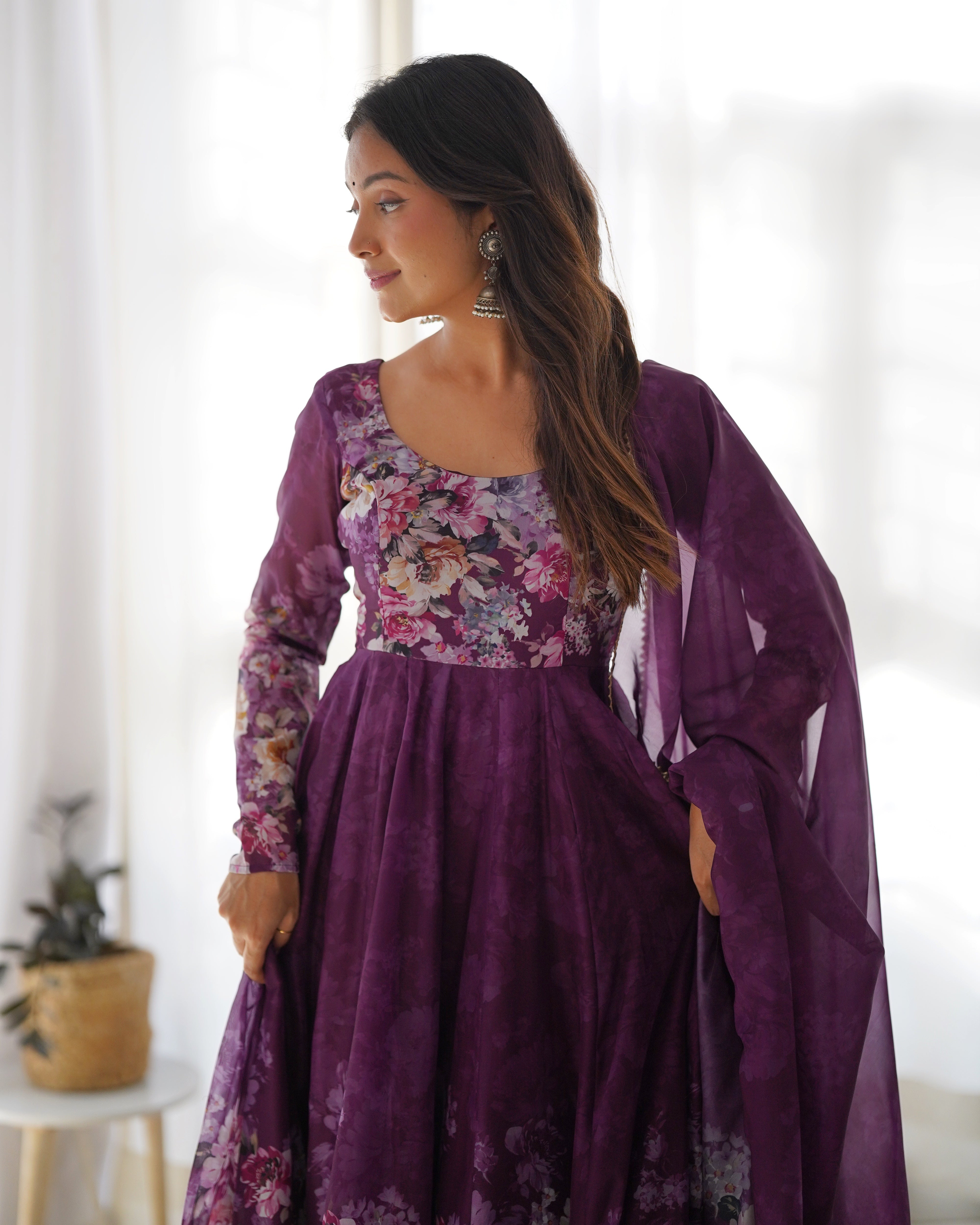 Scintilla Wine Anarkali Set