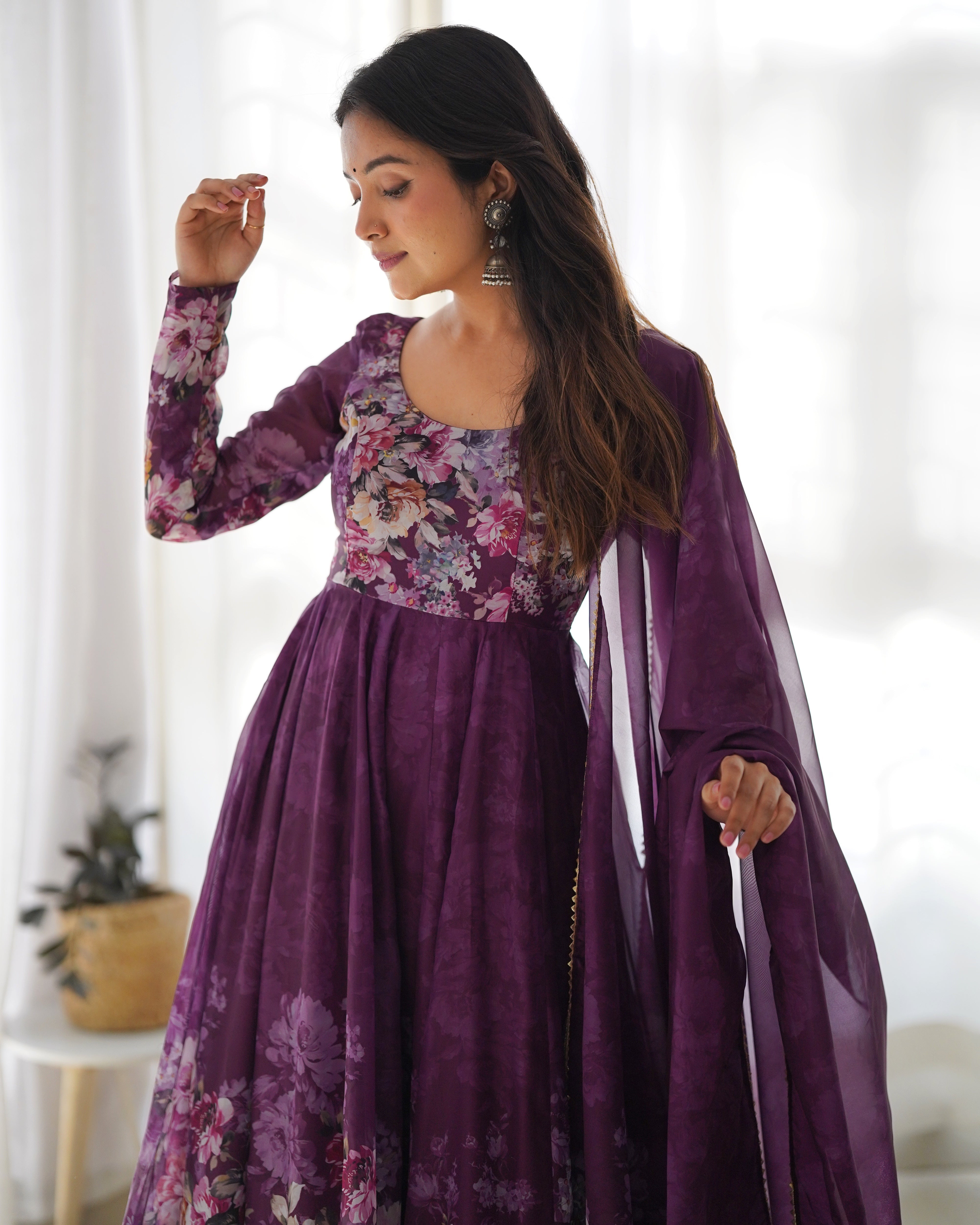 Scintilla Wine Anarkali Set