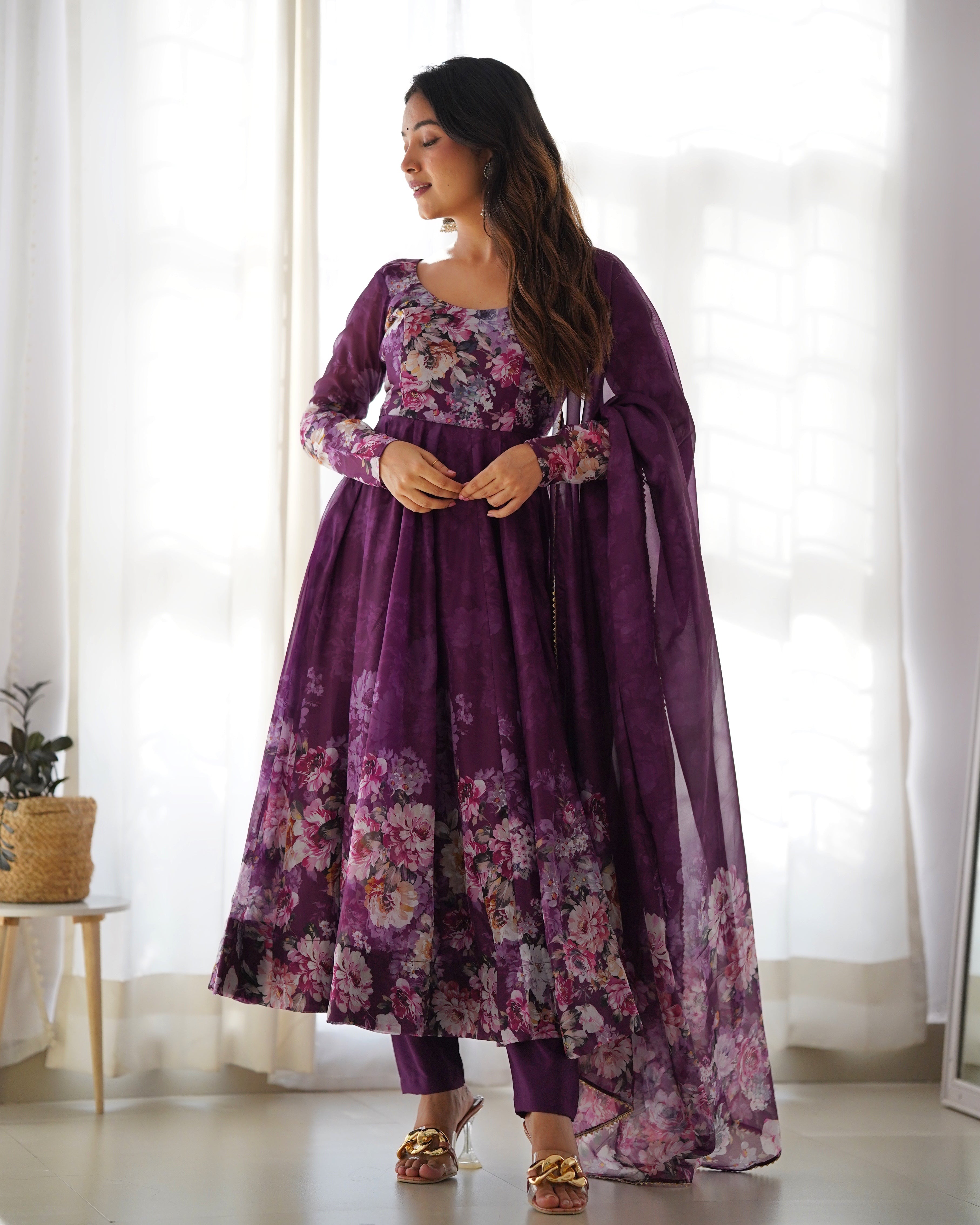 Scintilla Wine Anarkali Set