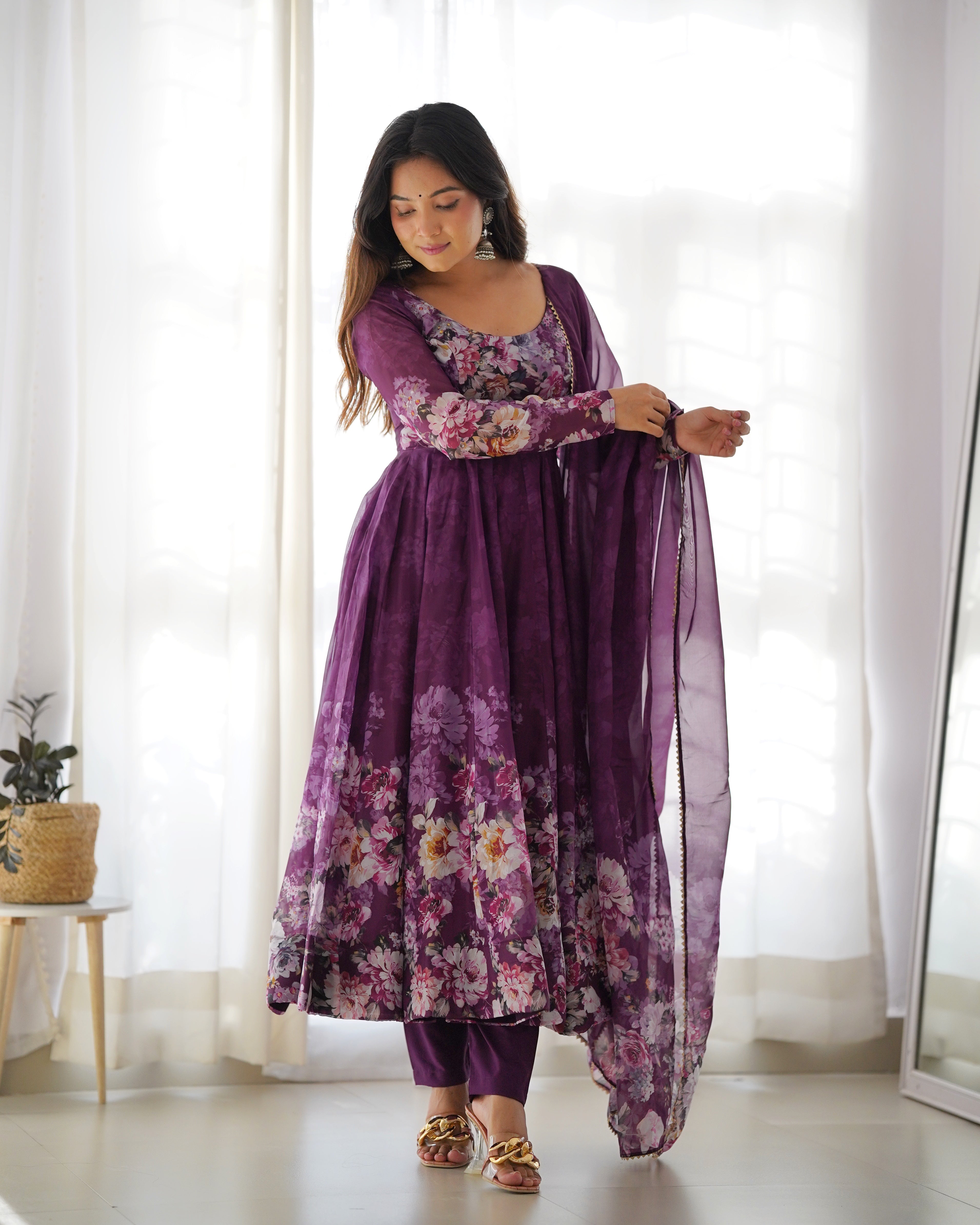 Scintilla Wine Anarkali Set