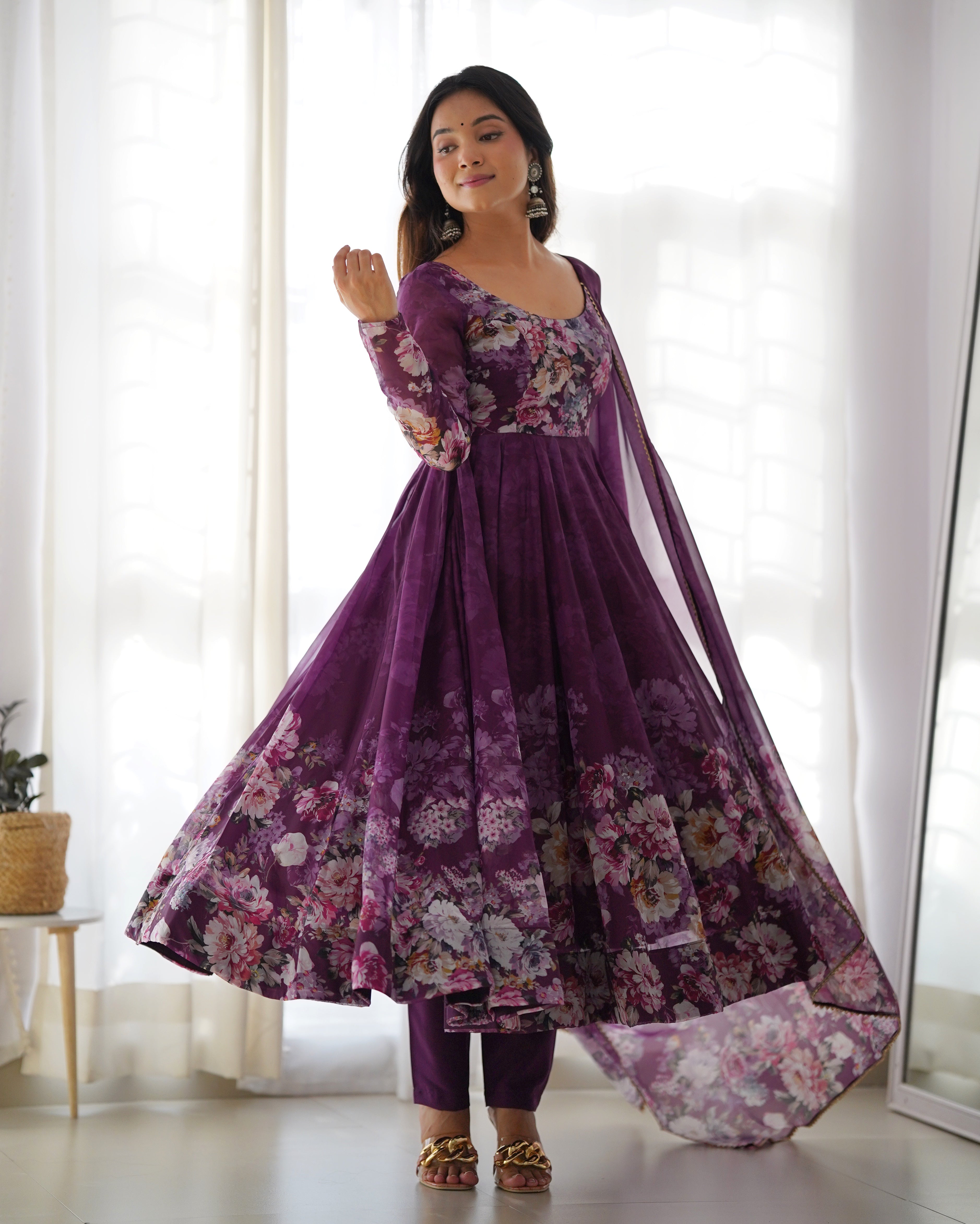 Scintilla Wine Anarkali Set