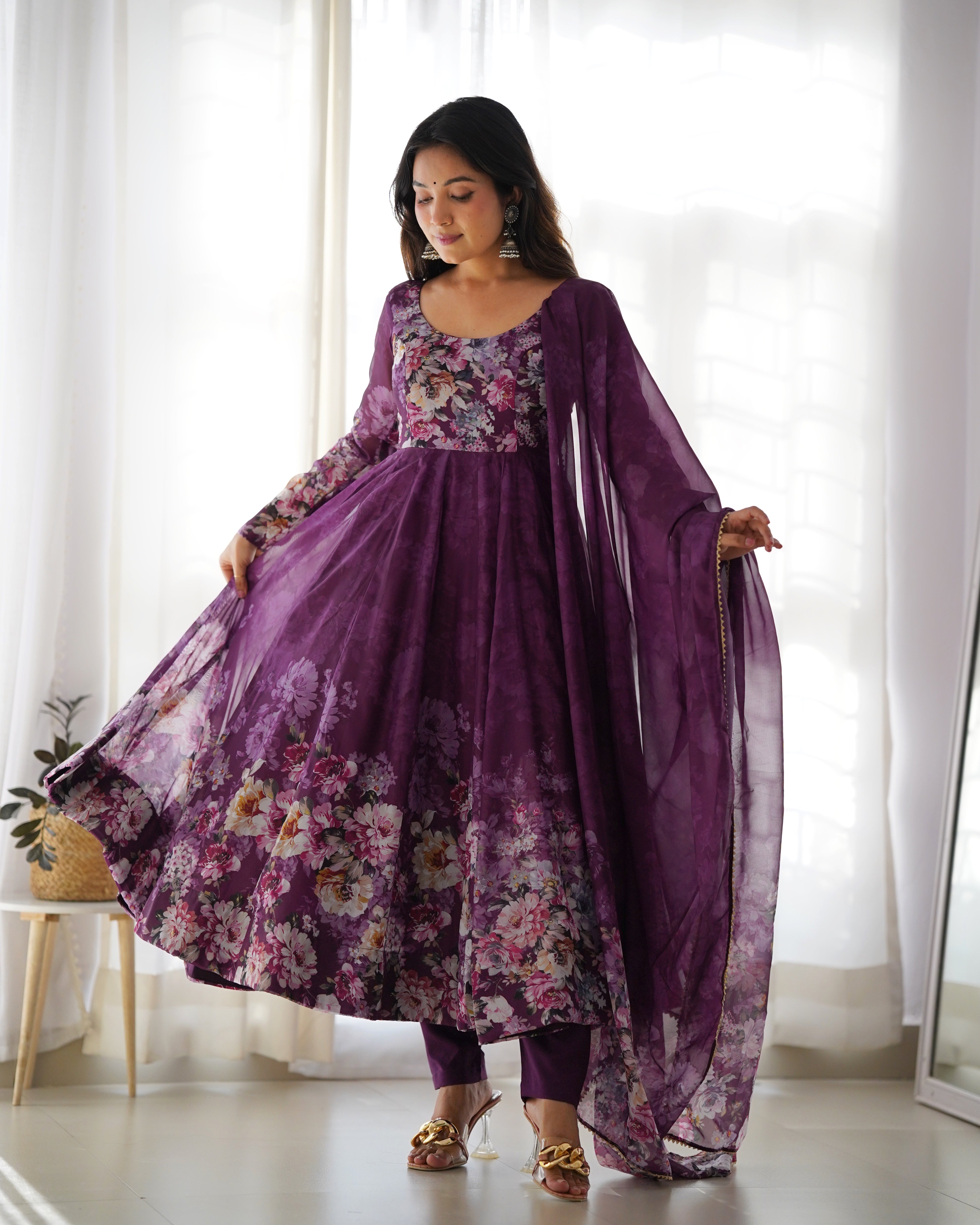 Scintilla Wine Anarkali Set