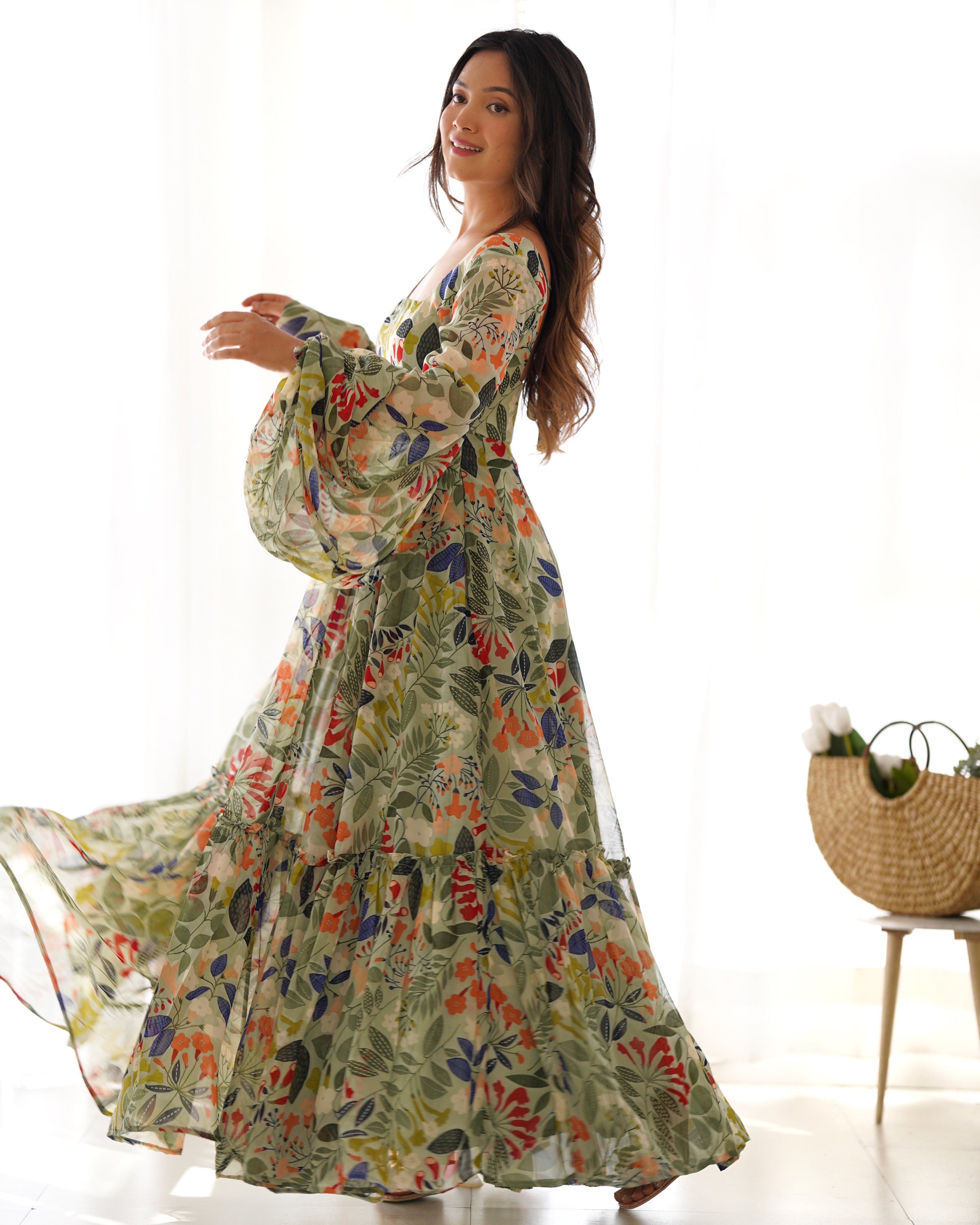 Arresting Pista Anarkali Suit