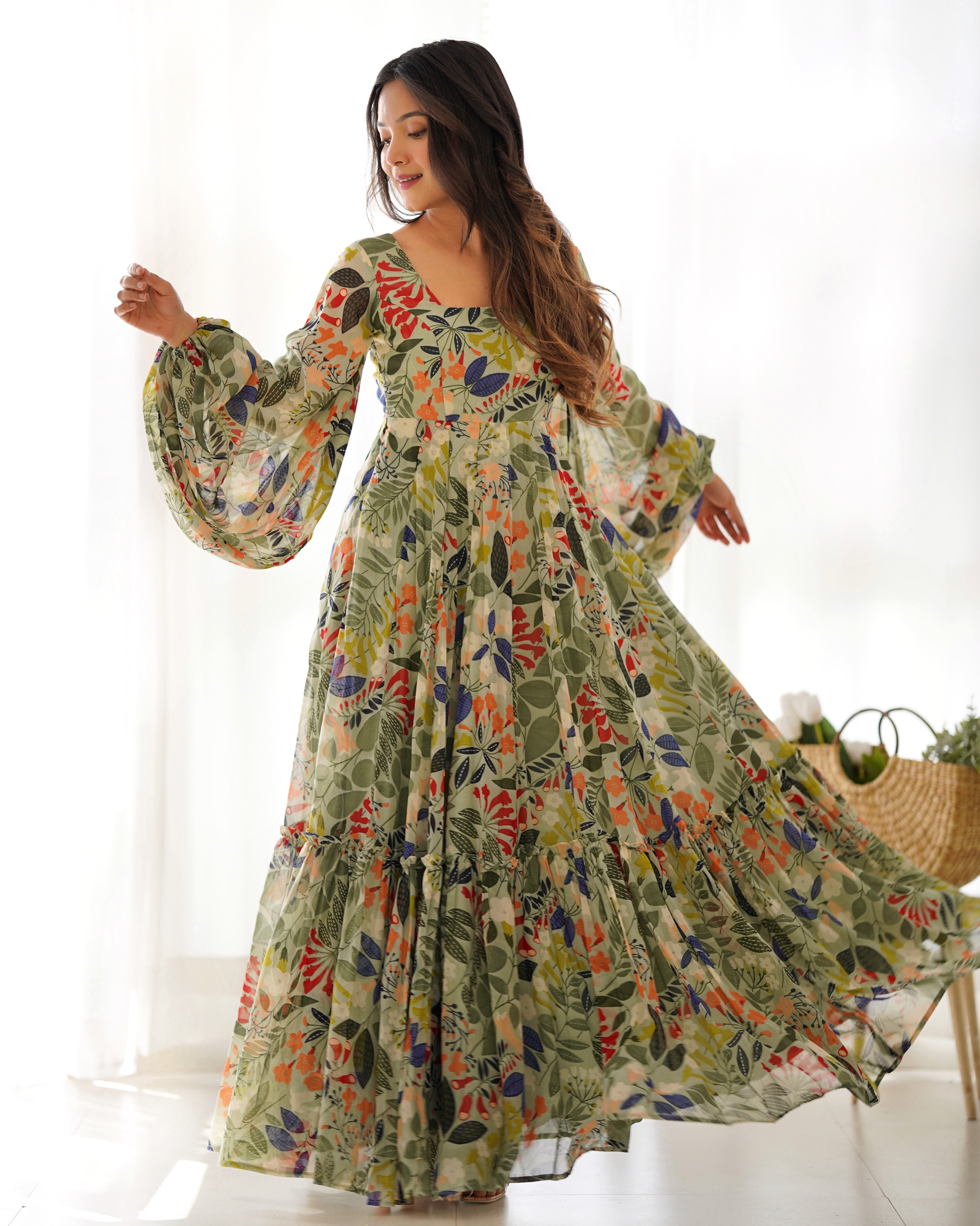 Arresting Pista Anarkali Suit