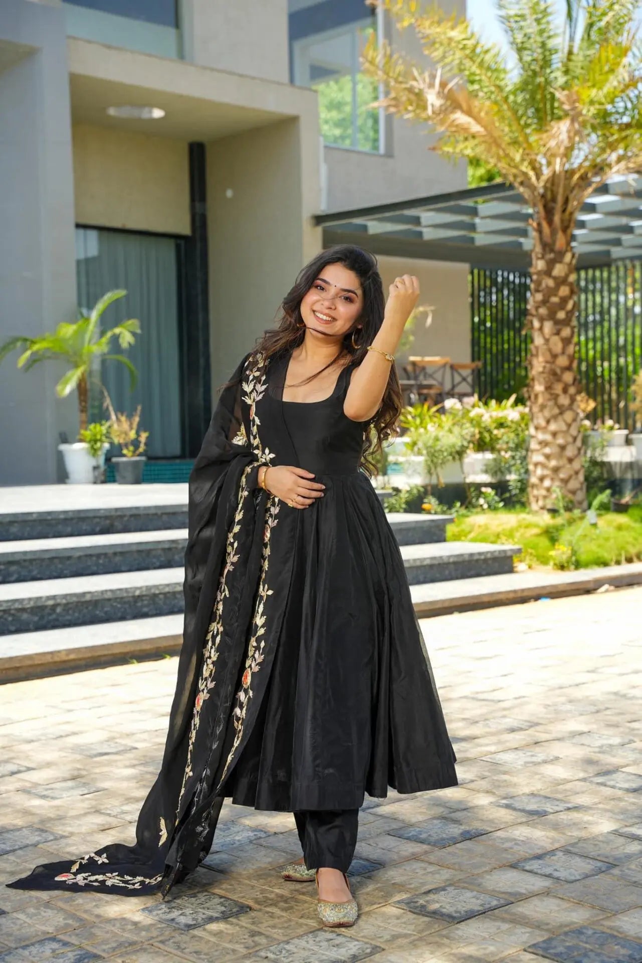 Capricious Black Chanderi Suit