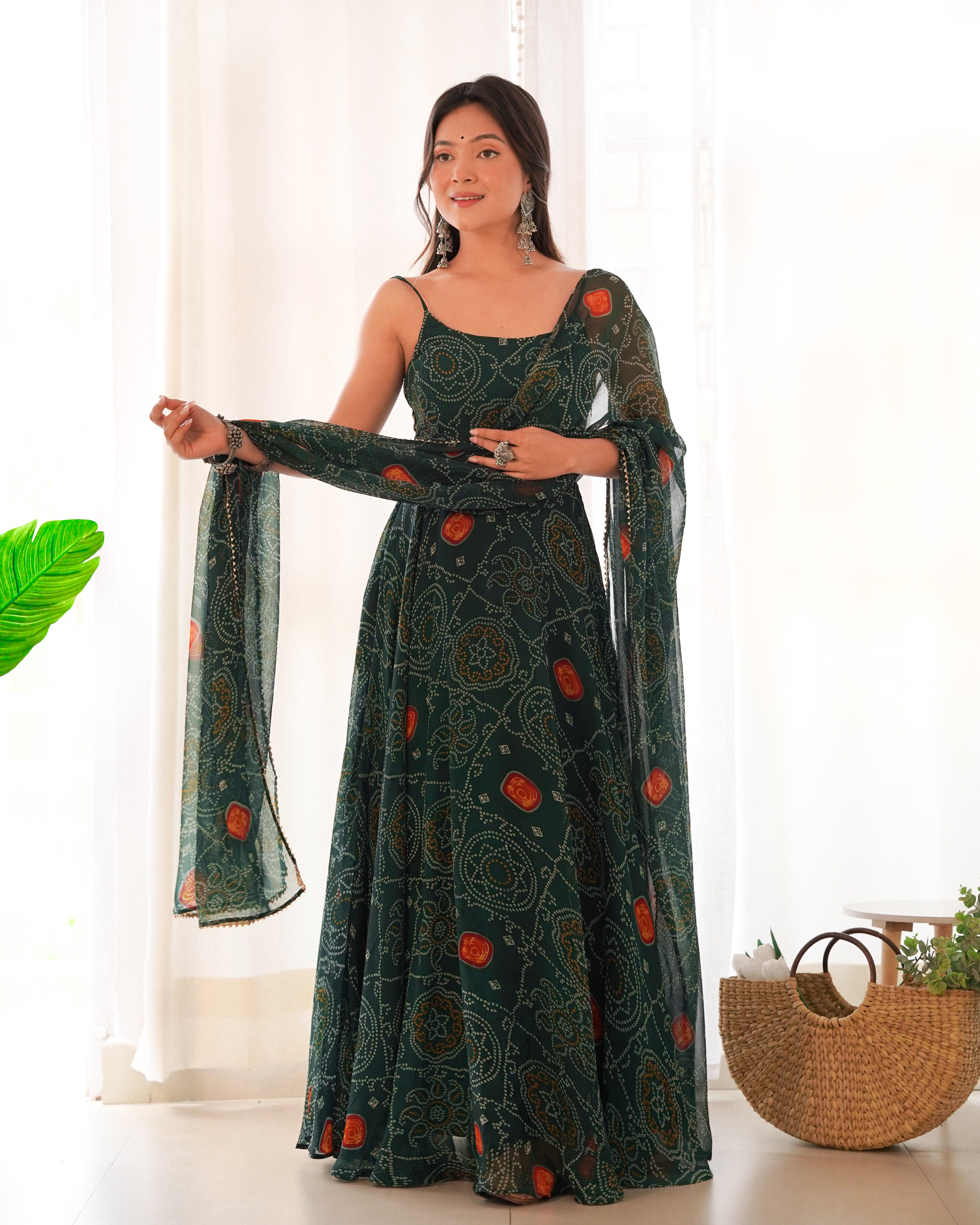 Amiable Green Anarkali Suit