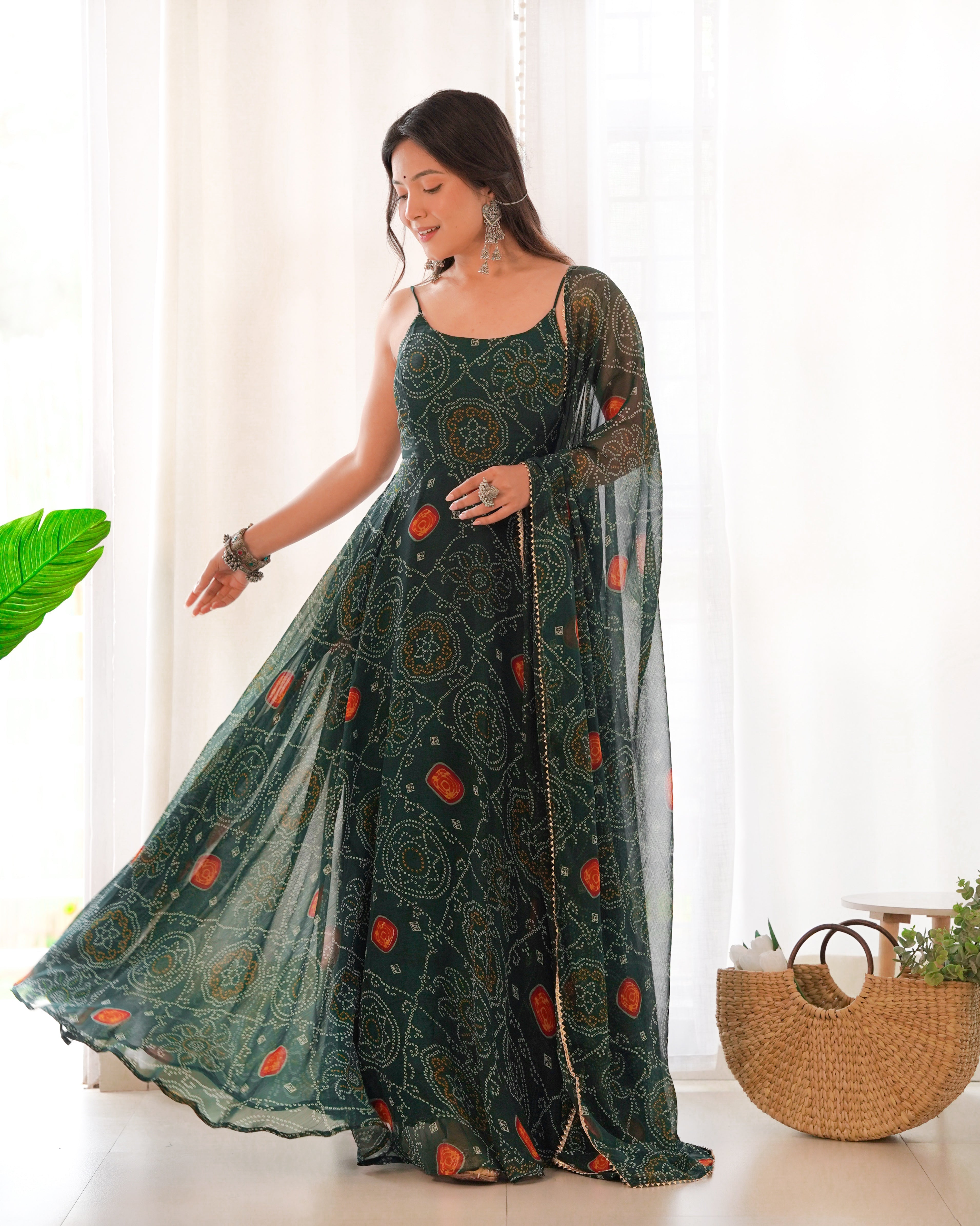 Amiable Green Anarkali Suit