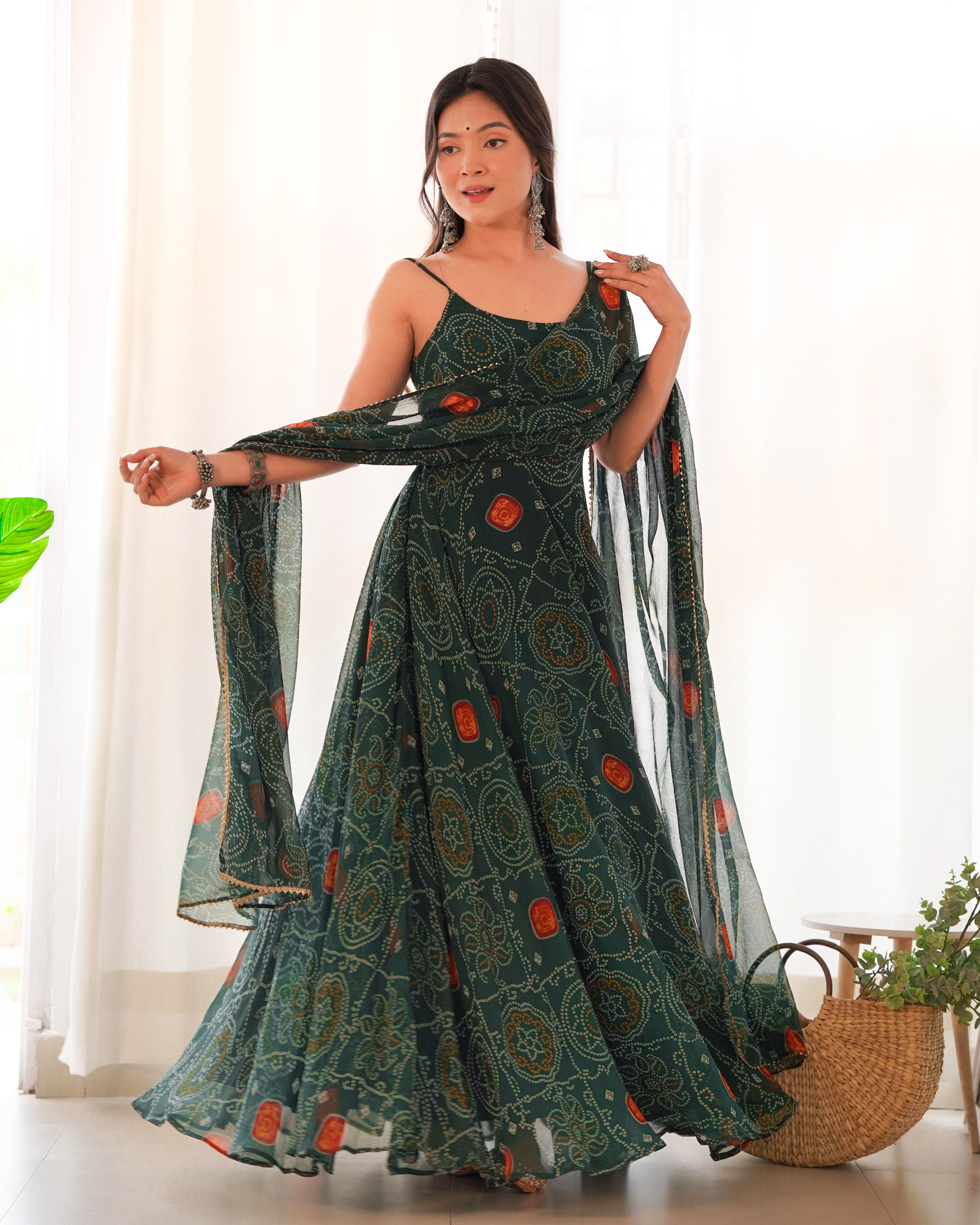 Amiable Green Anarkali Suit