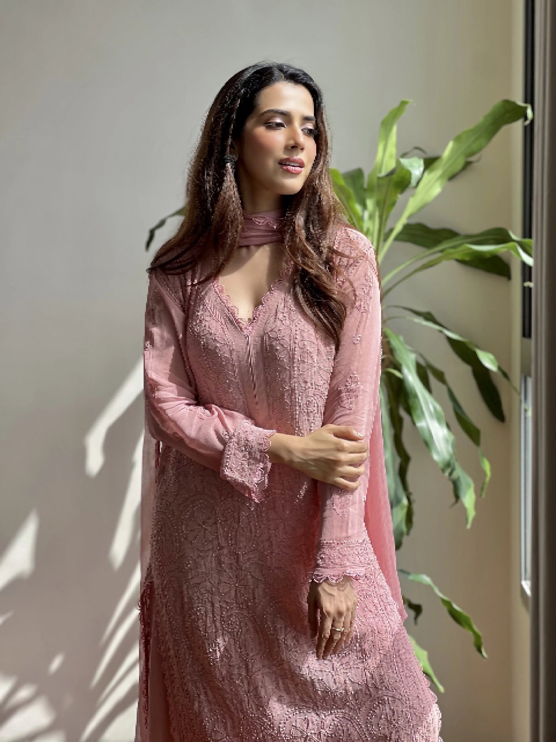 Pink kurta With Dupatta Set
