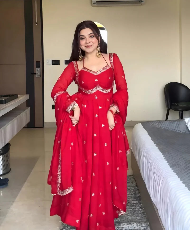 New Partywear Heavy Faux Georgette Designer Kurta Set