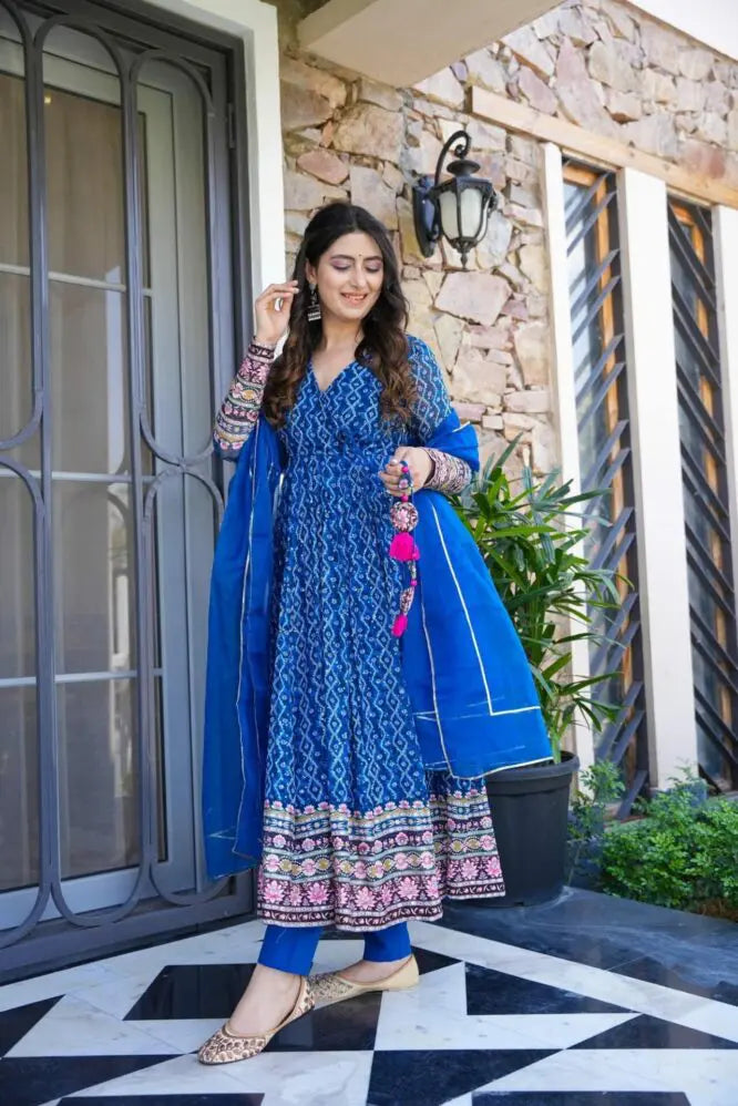 Lagniappe Blue Anarkali Set