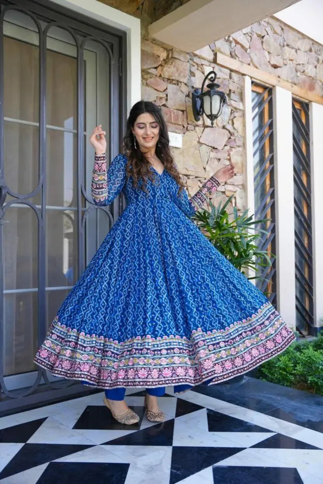 Lagniappe Blue Anarkali Set