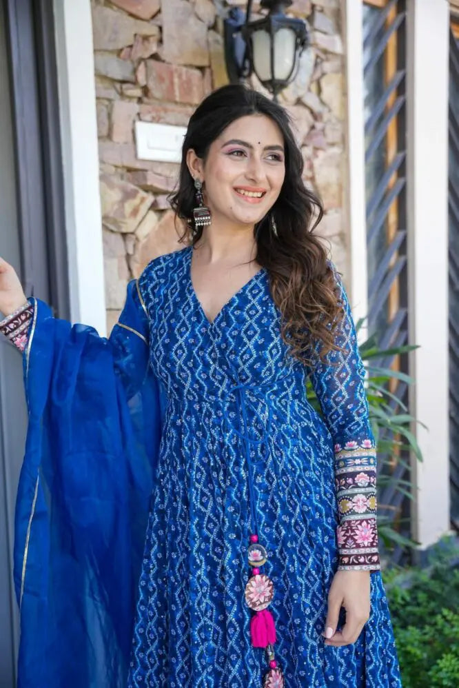 Lagniappe Blue Anarkali Set