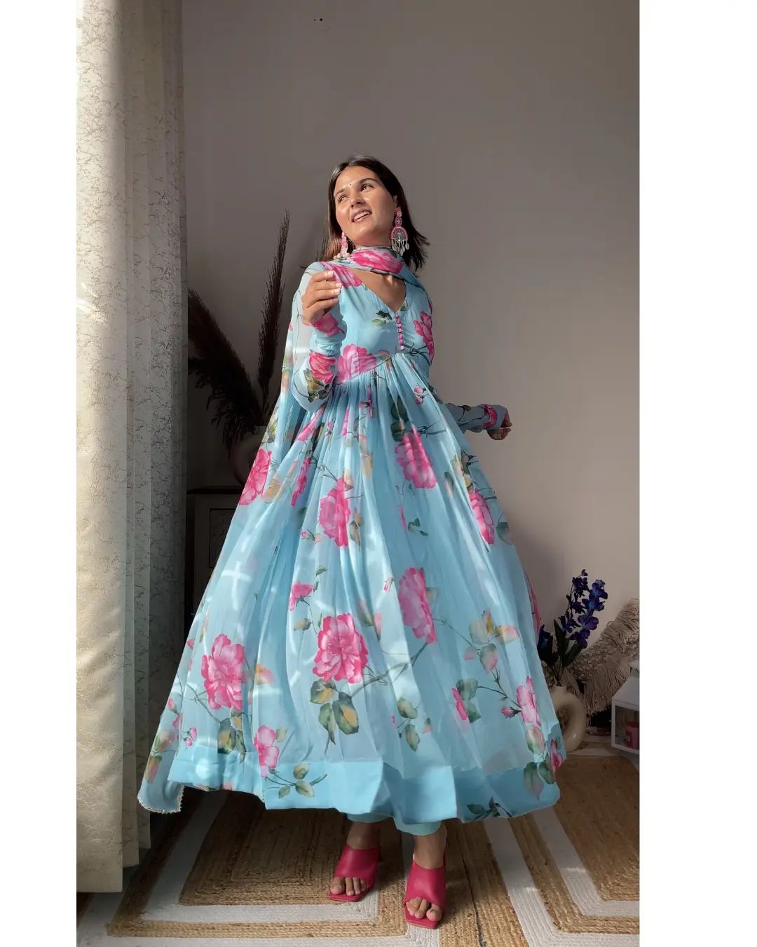 Surreptitious Sky Blue Anarkali Suit Set